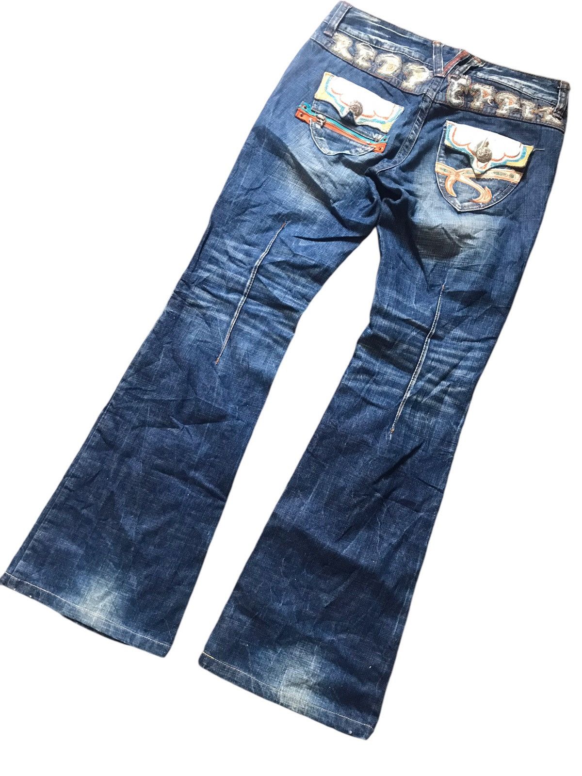 Beauty Beast Red Pepper Japan Co - Mud Washed Emblished Flare Jeans Size US 29 - 8 Thumbnail