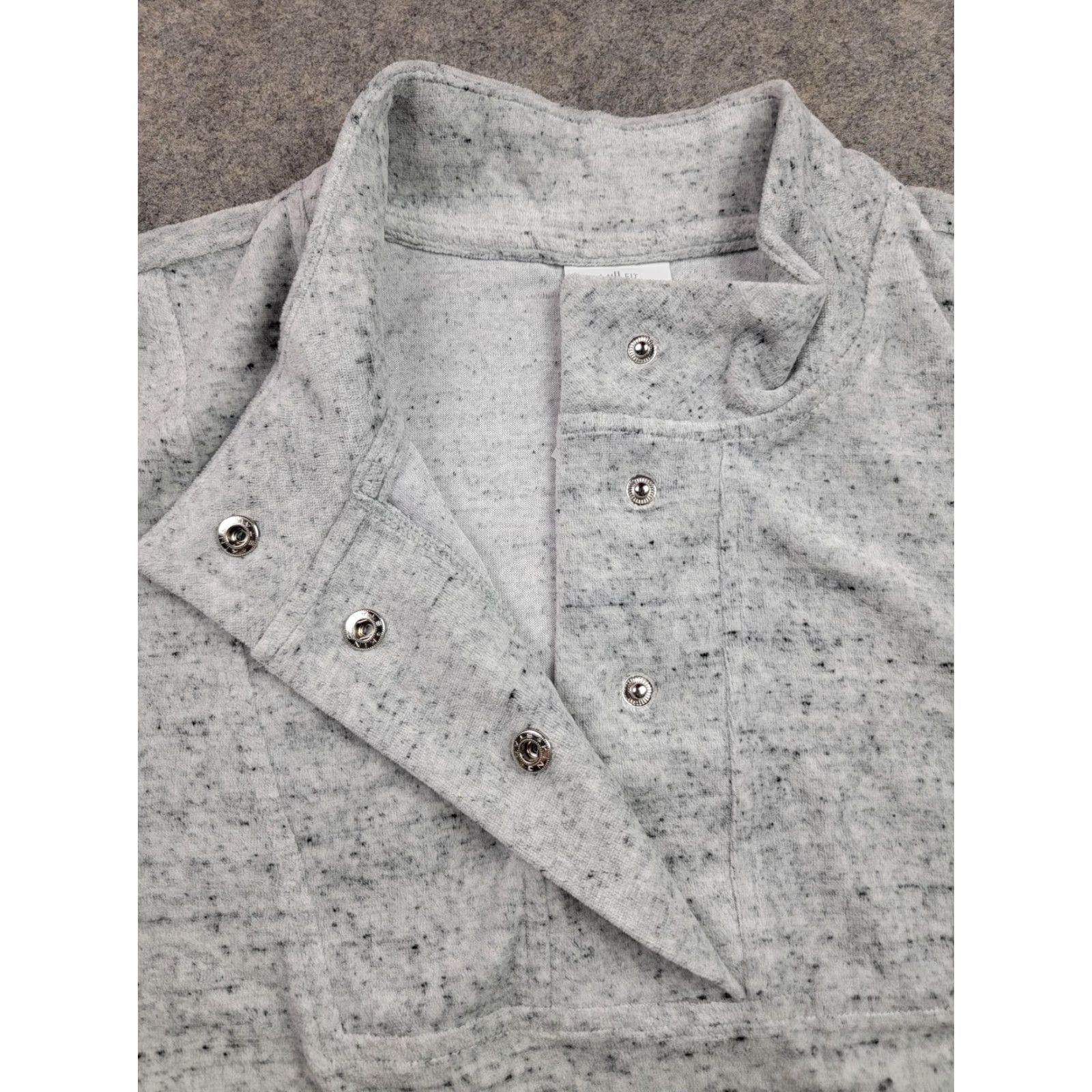 J. Jill J Jill Fit Pullover Womens 3X Light Gray Long Sleeve Snap Button Funnel Neck Sweatshirt Size XXL / US 16-18 / IT 52-54 - 3 Thumbnail