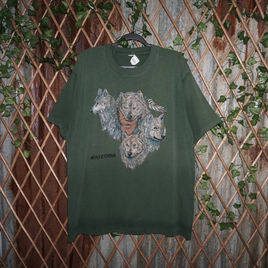 Vintage XL - Vintage Y2K Arizona wolf native nature fade 90s t-shirt Size US XL / EU 56 / 4 - 1 Thumbnail