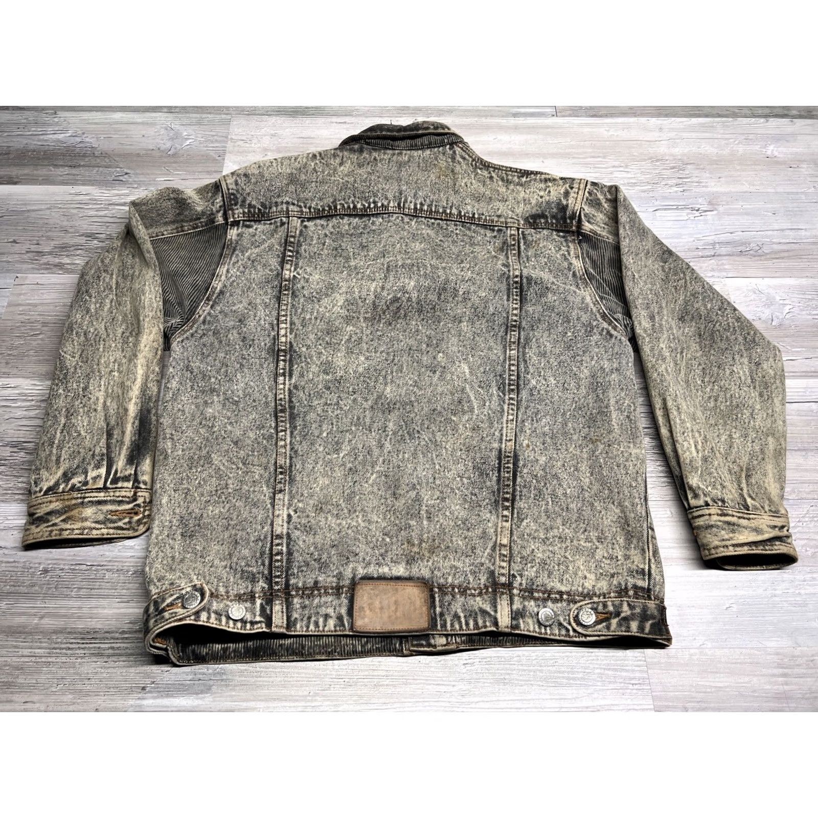 Denime Whipp Denim Jacket Shirt Mens Acid Wash Trucker Corduroy Patches M Vintage Style Bomber Jacket Short Length Cotton Lining Solid Pattern Casual Travel Size US M / EU 48-50 / 2 - 2 Thumbnail