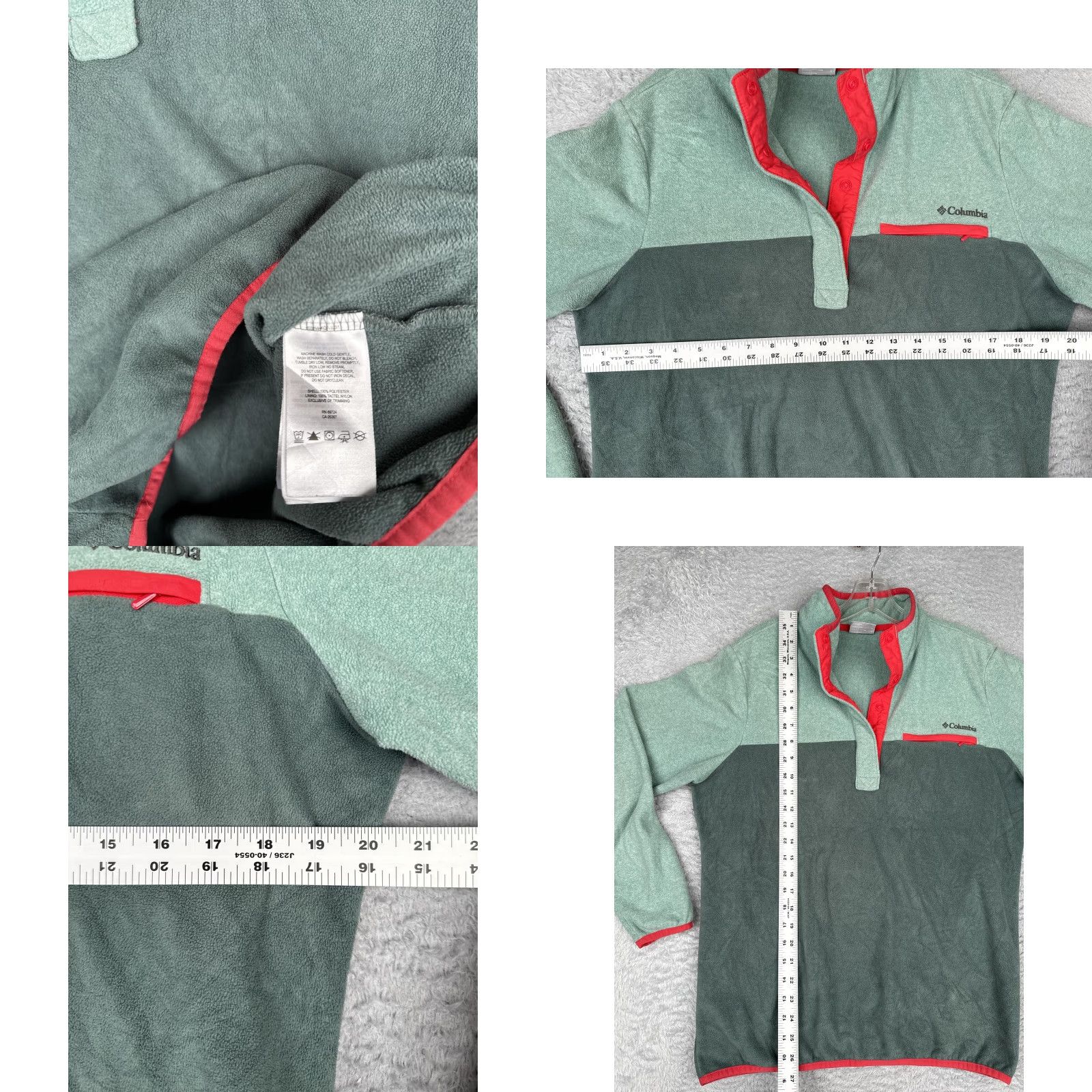 Vintage Columbia Sweatshirt Womens L Green Red Fleece Snap Pullover Quarter Button Size L / US 10 / IT 46 - 8 Thumbnail
