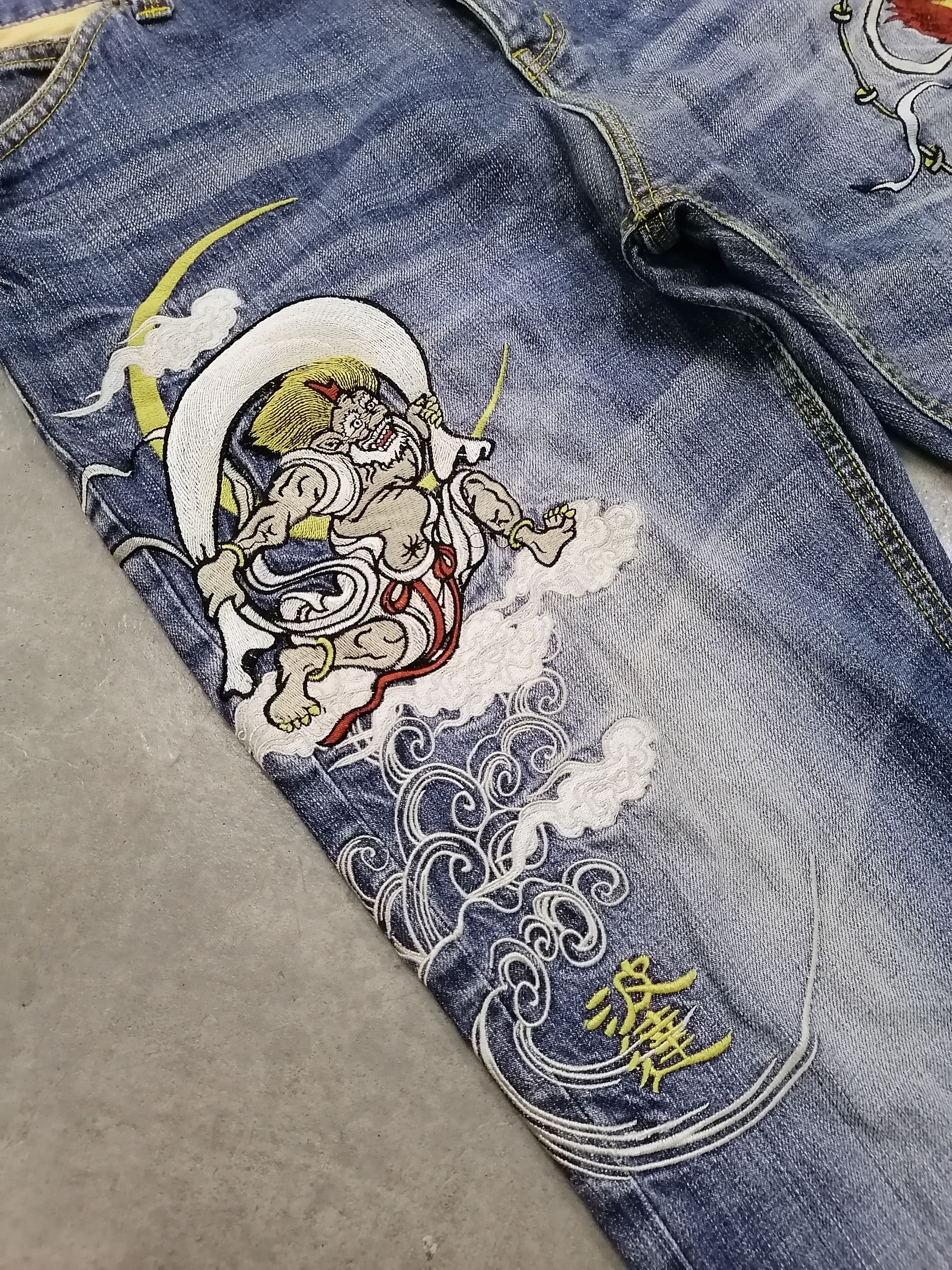 Japanese Brand Naminoritatsujin Embroidery Gaijin Denim Pants Size US 34 / EU 50 - 5 Thumbnail