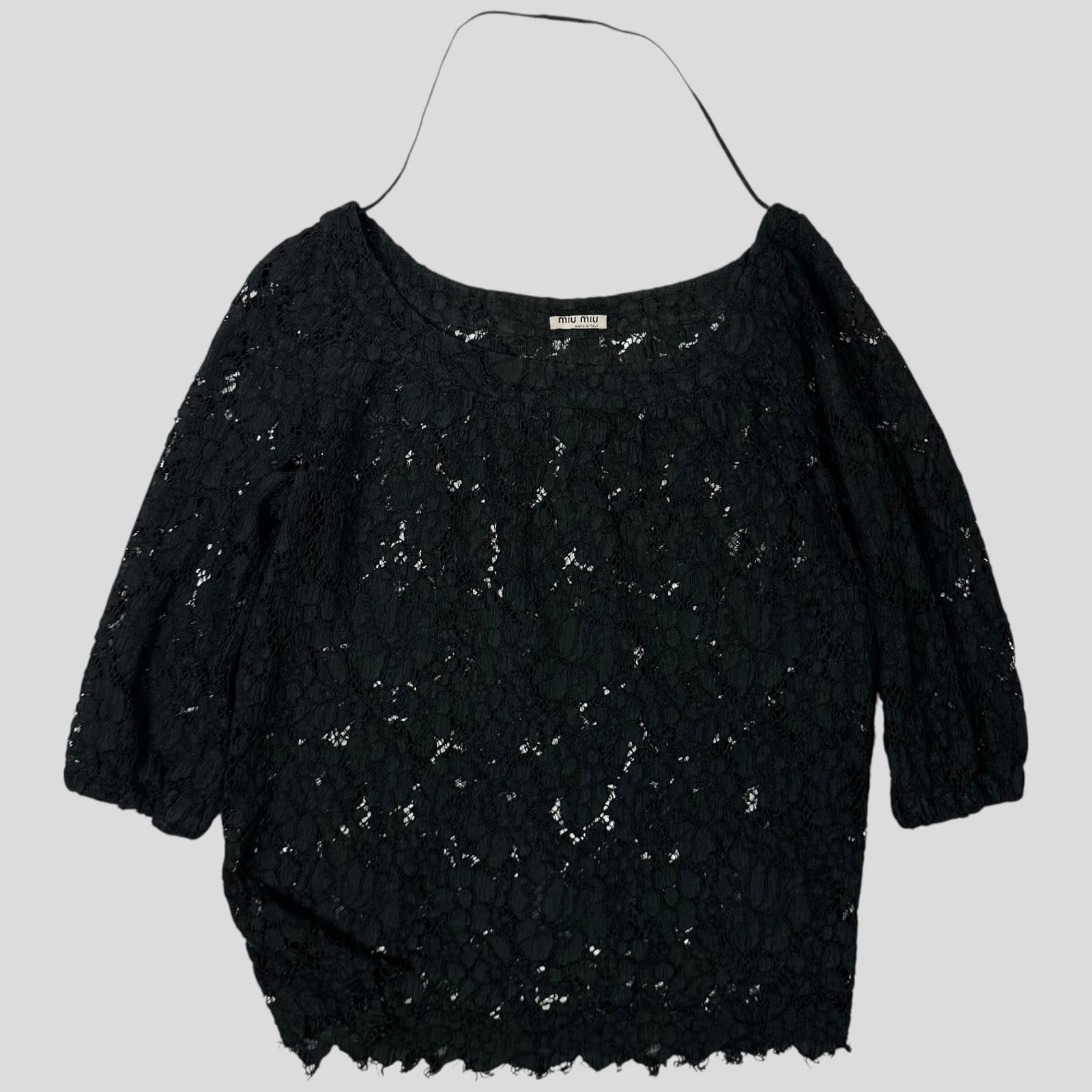 Miu Miu Miu Miu 00’s Floral Broderie Lace 3/4 Sleeve Top - M Size S / US 4 / IT 40 - 5 Thumbnail