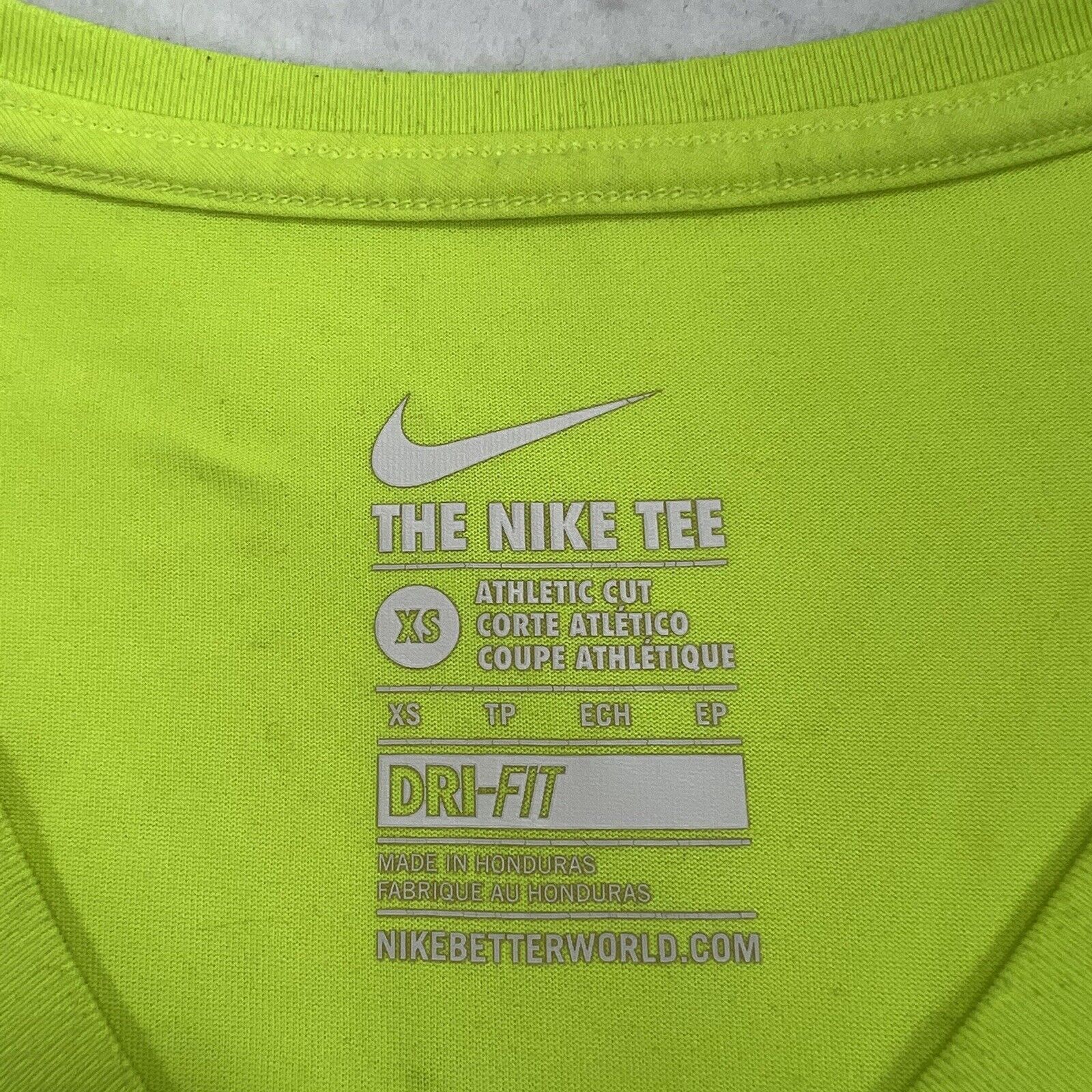 Nike Nike XS Athletic Cut Neon Yellow V Neck Short Sleeve T Shirt Size XS / US 0-2 / IT 36-38 - 3 Thumbnail