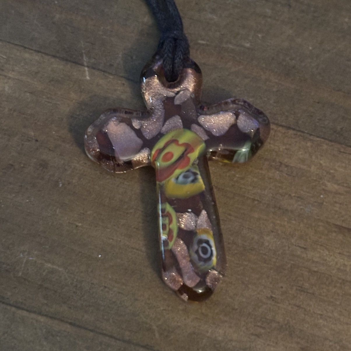 Other Colorful Murano glass cross pendant cord necklace Size ONE SIZE - 3 Thumbnail