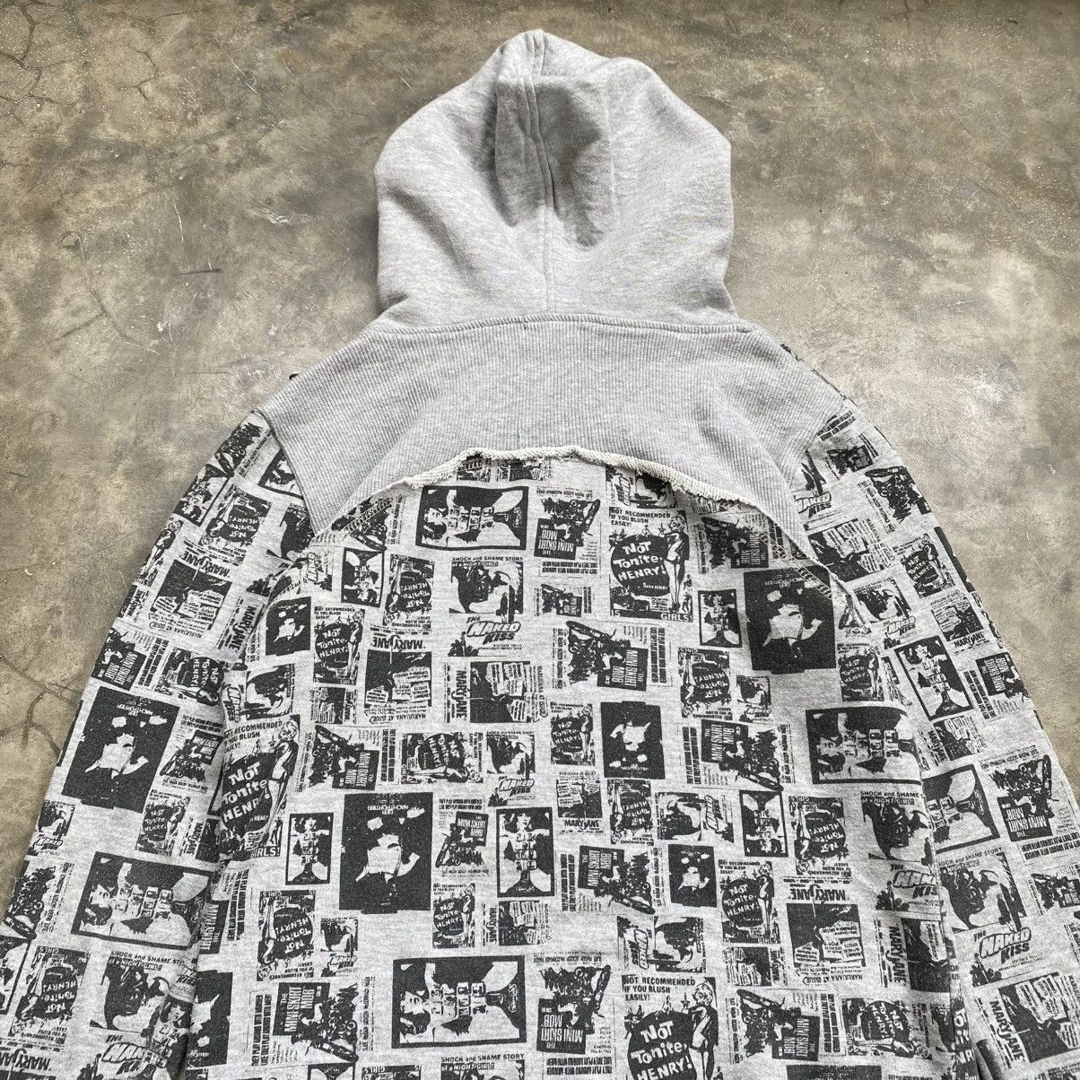 Hysteric Glamour 2000s SPIGA Grey Punk Style Newspaper Print Full Zip Hoodie Size US M / EU 48-50 / 2 - 6 Thumbnail