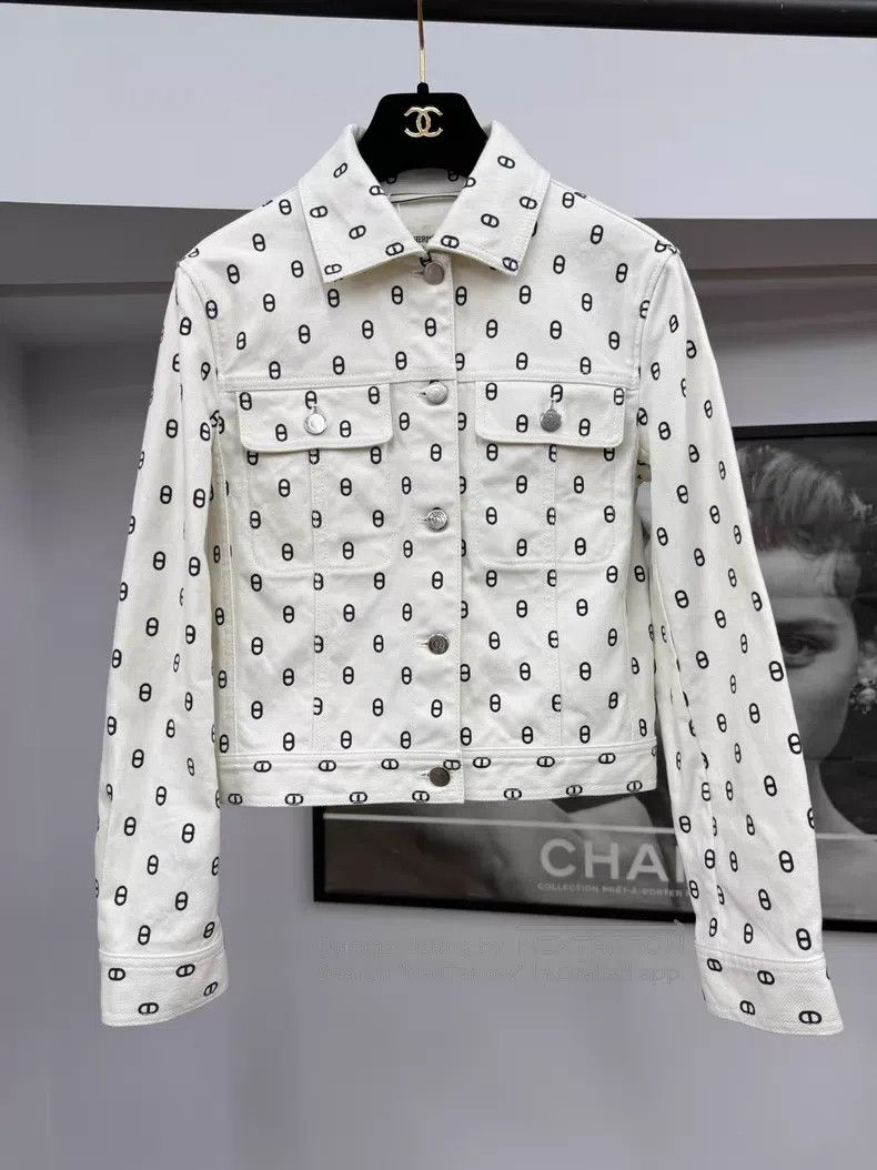 Hermes Hermes White Pig Nose Printed Denim Jacket Size XS / US 0-2 / IT 36-38 - 1 Thumbnail