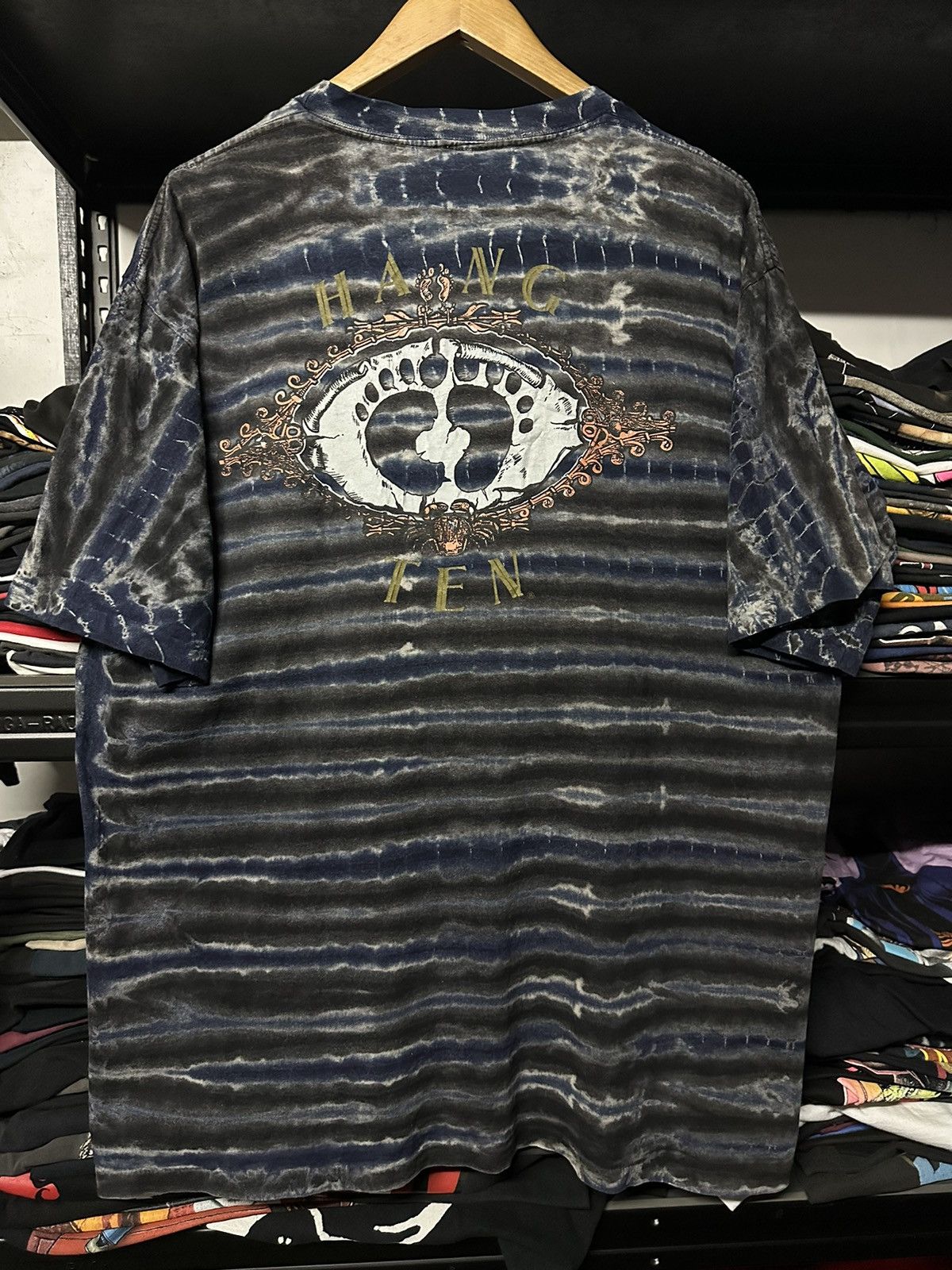 image of Vintage 90's Hang Ten The Iconic California Surf Oversize Tee in Tye Dye, Men's (Size 2XL)