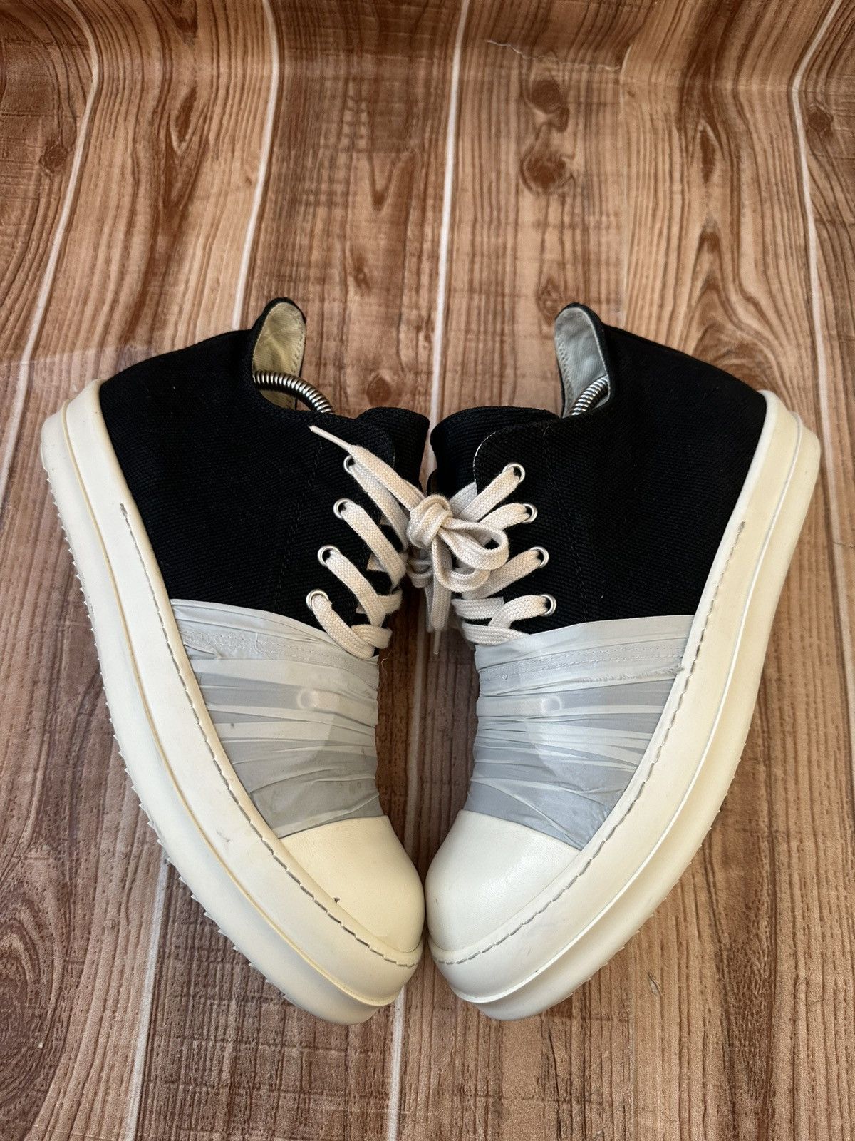 Rick Owens Drkshdw Rick Owens Hustler Wrapped Ramones Black Milk Lowtops Size US 8.5 / EU 41-42 - 5 Thumbnail