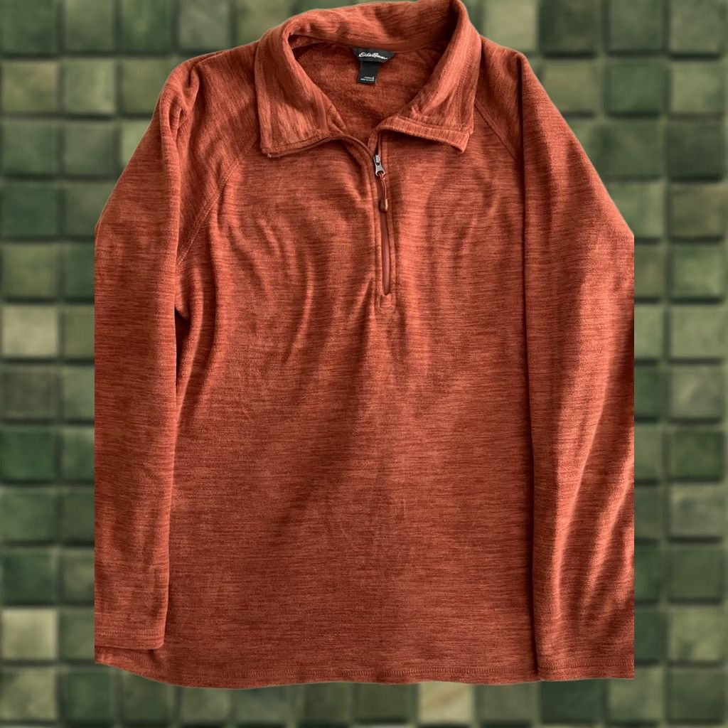 Eddie Bauer Eddie Bauer Fleece Pullover 1/4 Zip Orange Womens Large sweater Regular stretch solid Size L / US 10 / IT 46 - 1 Thumbnail