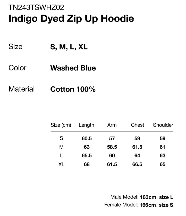 thisisneverthat THISISNEVERTHAT Indigo Dyed Zip Up Hoodie - Washed Blue Size US M / EU 48-50 / 2 - 8 Thumbnail