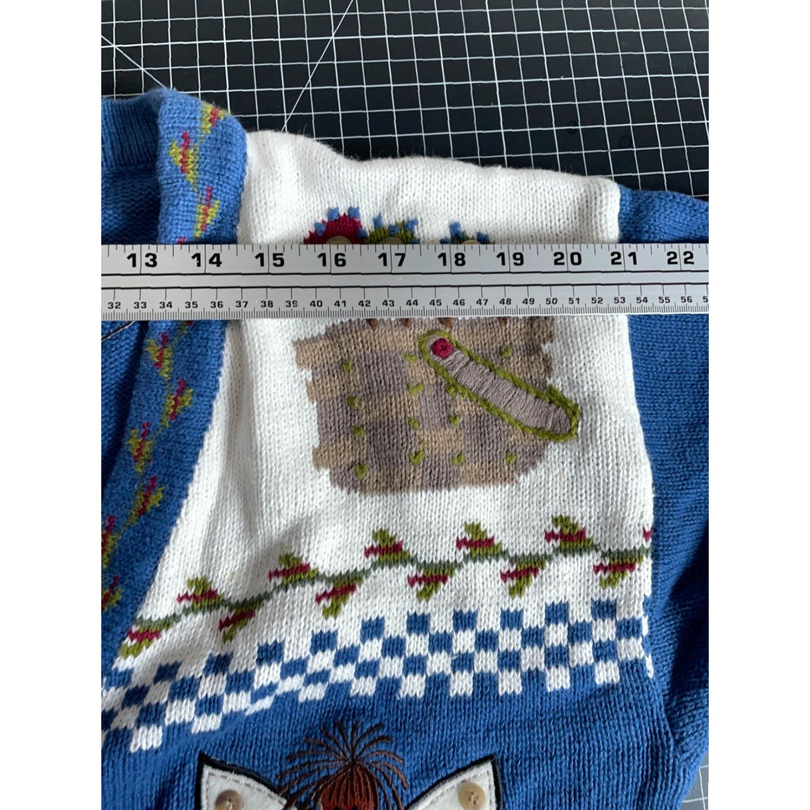 Quacker Factory VINTAGE Quacker Factory Cardigan Womens Medium Blue Angel Plants Grandma Sweater Size M / US 6-8 / IT 42-44 - 7 Thumbnail