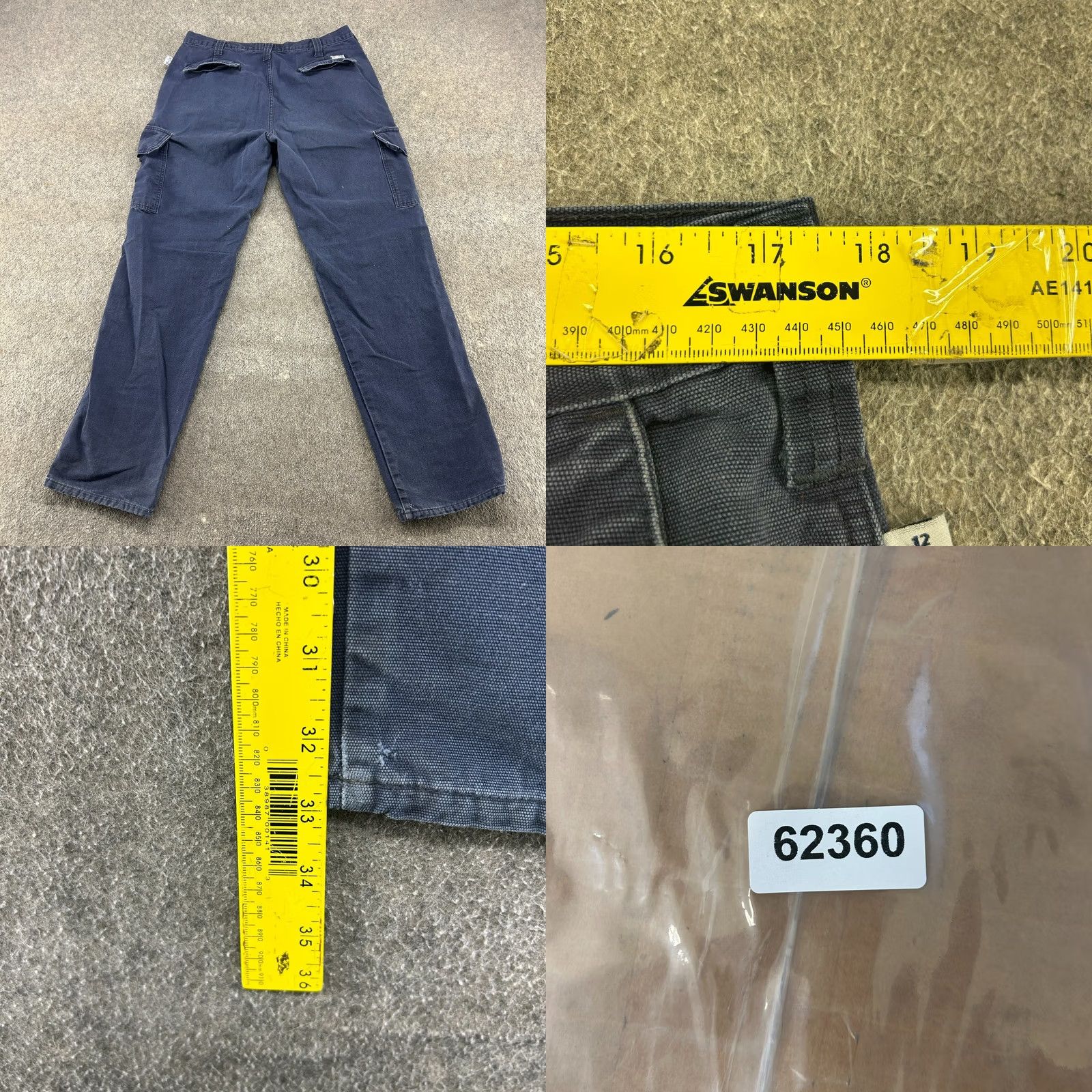 Vintage Tyndale Pants Mens 35x33 Blue Navy Cargo Workwear Flame Resistant USA Straight Leg 90s Size US 35 - 10 Thumbnail