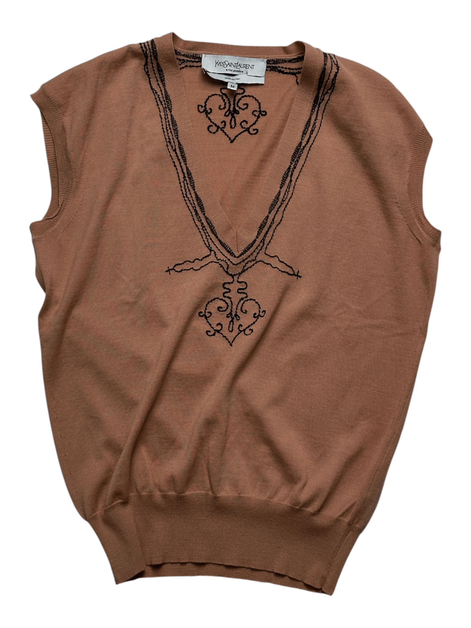 Yves Saint Laurent Yves Saint Laurent Beige Vest With Decoration Patterns Size M / US 6-8 / IT 42-44 - 1 Thumbnail