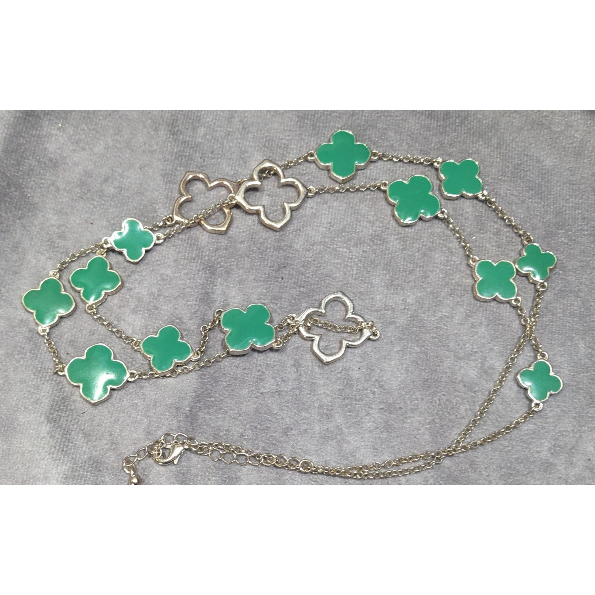 Other Fairycore Floral Green And Silver Tone Opera Necklace Size ONE SIZE - 8 Thumbnail