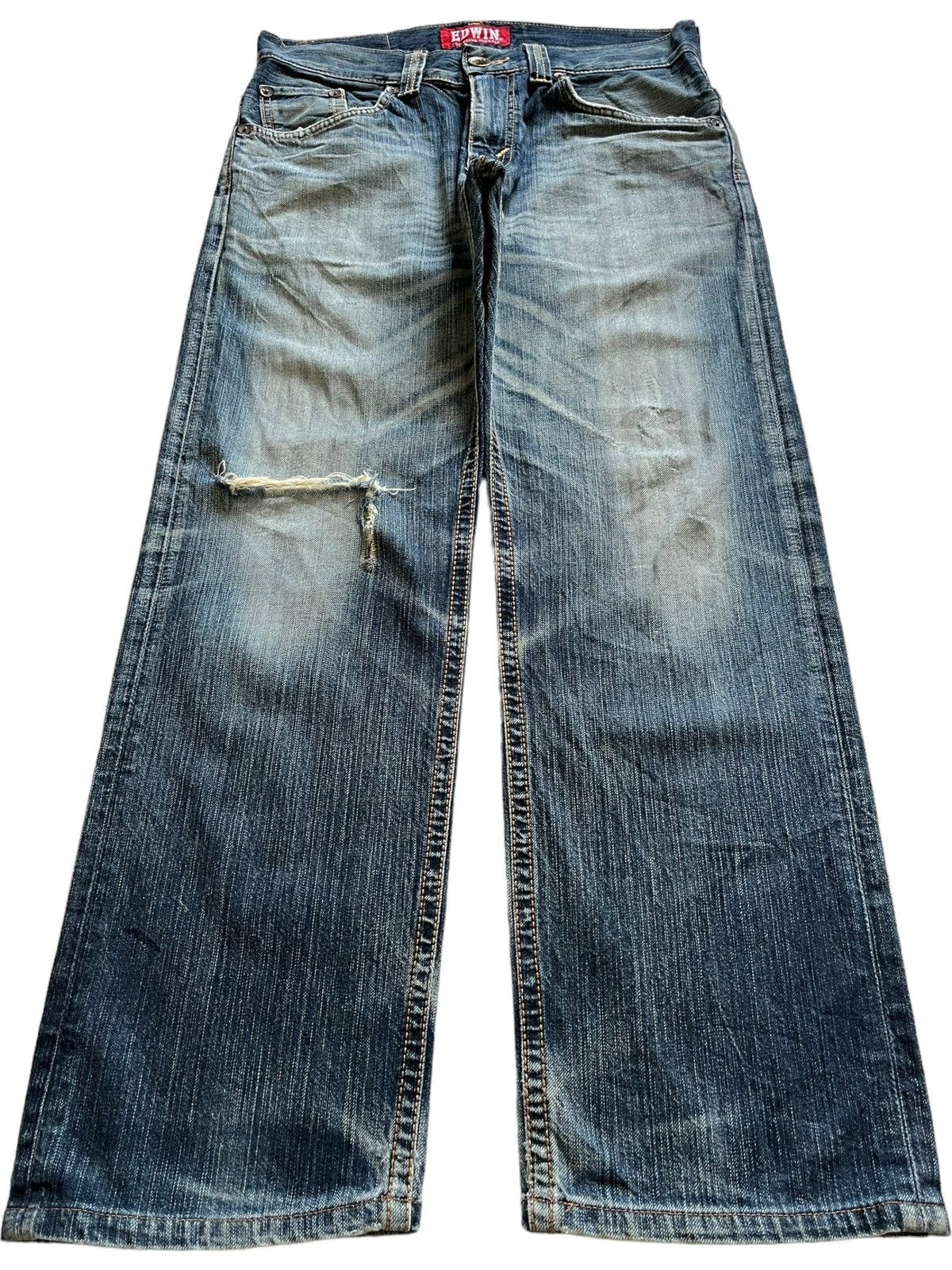 Edwin Exclusive Vintage Edwin Japan Faded Wash Rip Baggy Jeans Size US 33 - 1 Thumbnail