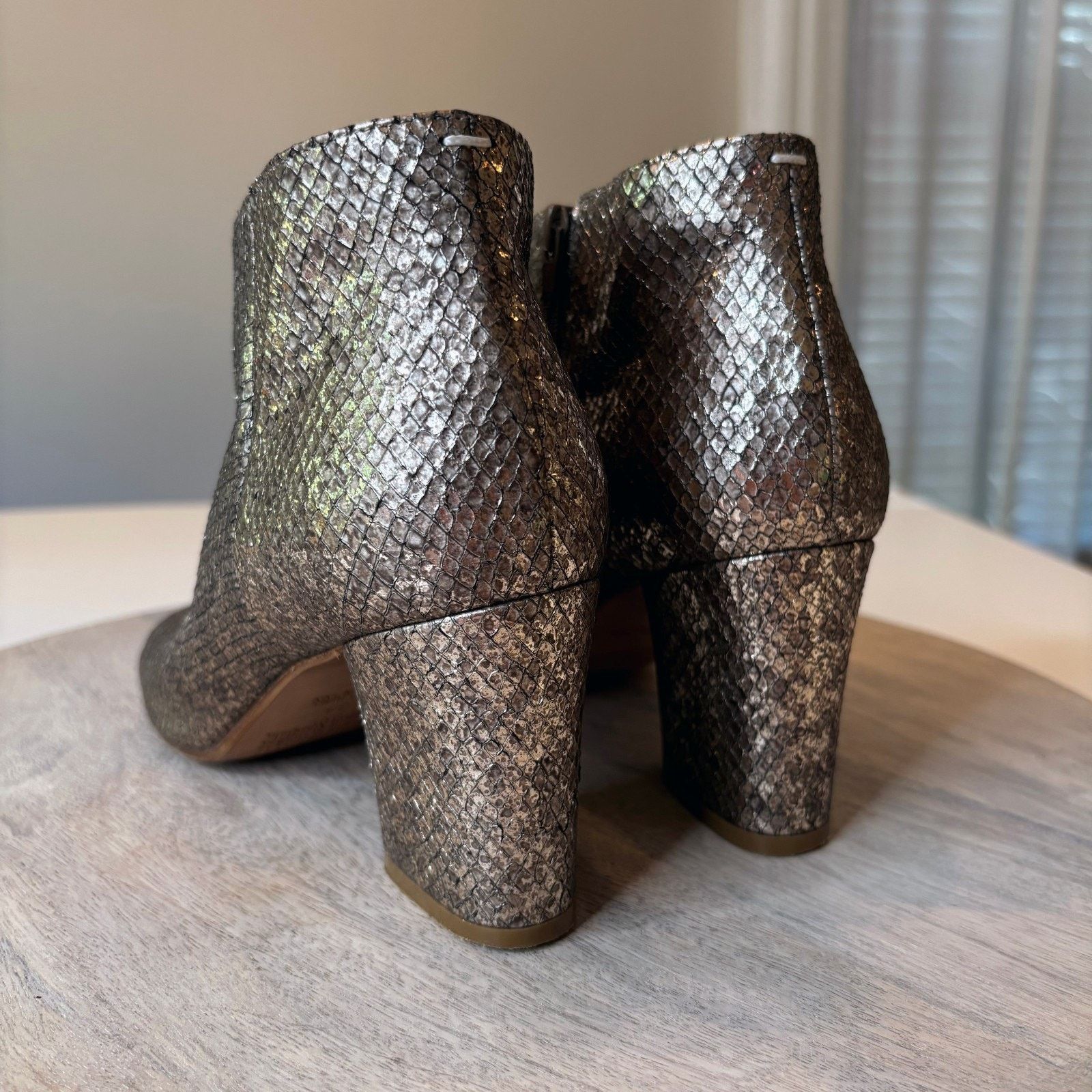 Maison Margiela Maison Margiela Metallic Snakeskin Peep Toe Ankle Boots Sz 8 Size US 8 / IT 38 - 5 Thumbnail
