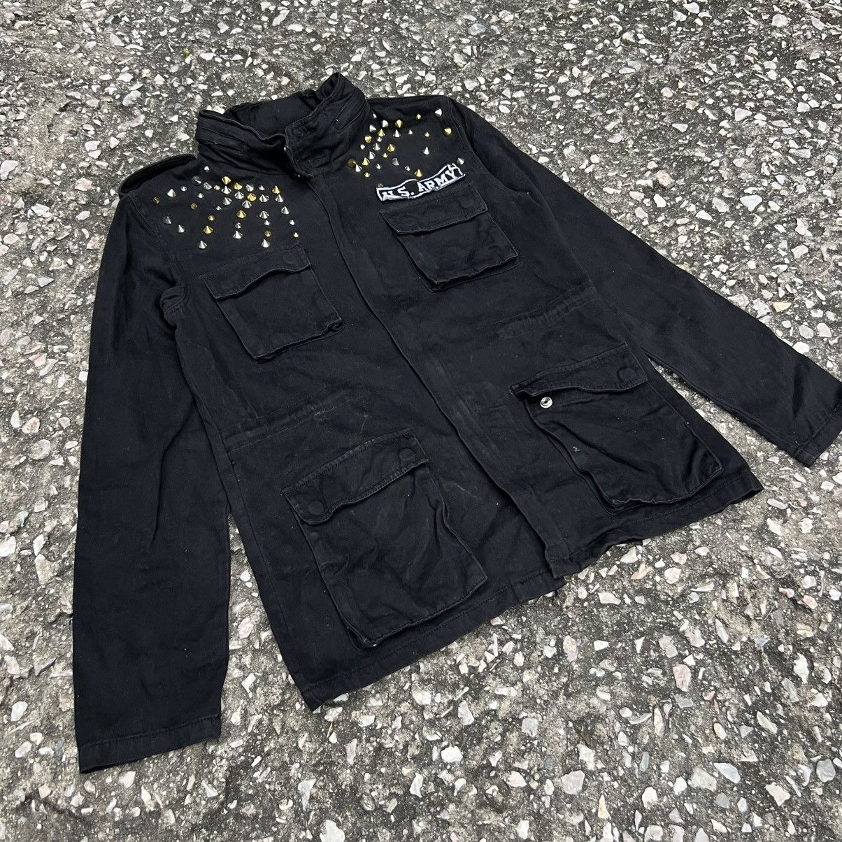 Japanese Brand “CRAZY” STUDDED METAL PUNK US ARMY JACKET Size US S / EU 44-46 / 1 - 3 Thumbnail