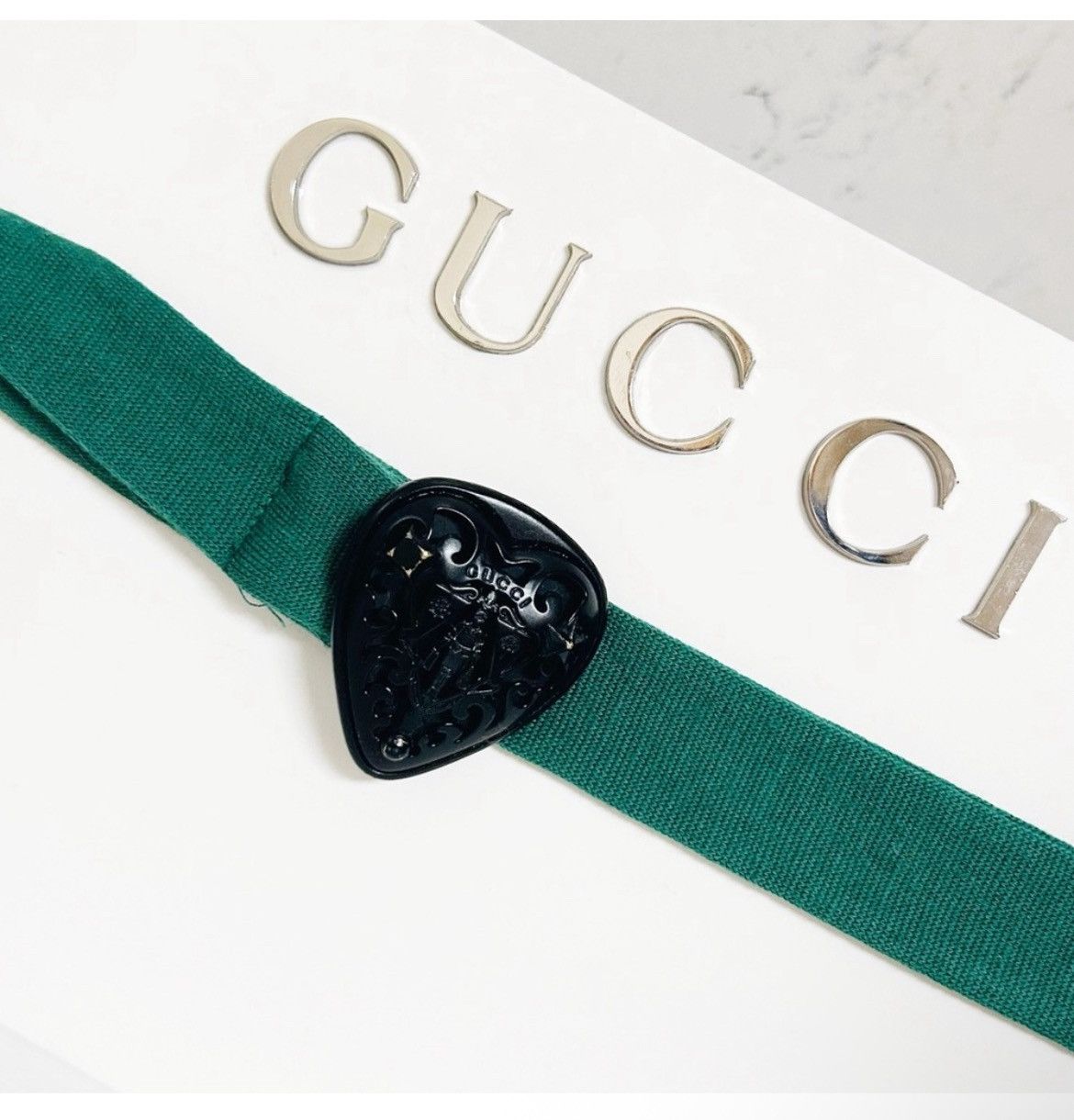 Gucci Authentic Gucci Rare Hysteria Black Heart & Teal Wool Belt Size ONE SIZE - 13 Thumbnail