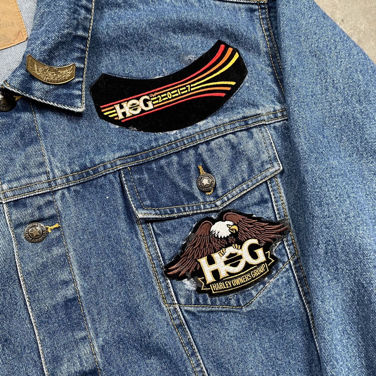 Harley Davidson × Vintage Harley Davidson HOG Patchwork Denim Jacket Biker Patches Y2K Size US XXL / EU 58 / 5 - 7 Thumbnail