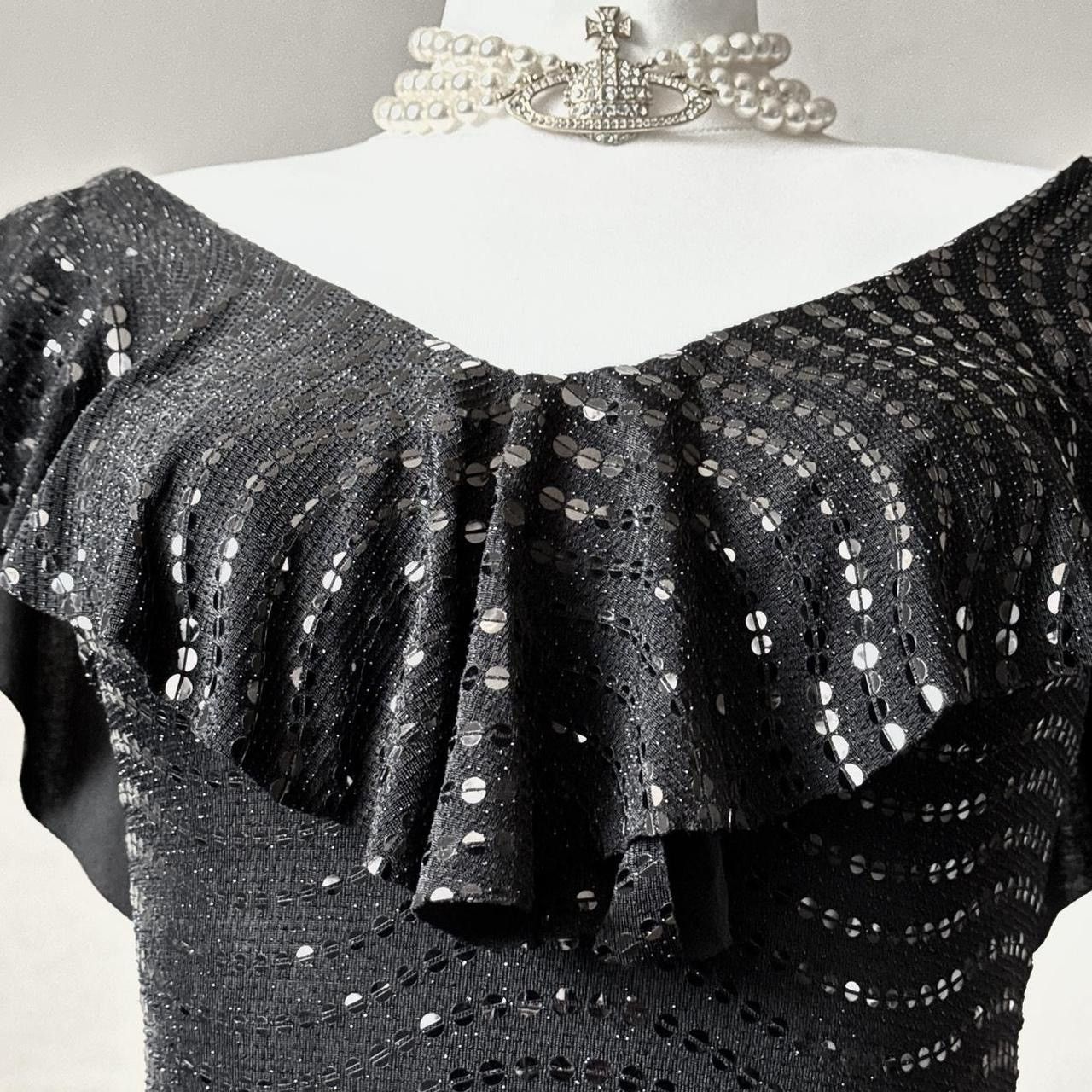 Vintage Unique gothic avant-garde blouse embroidered sequins drapery Size S / US 4 / IT 40 - 2 Thumbnail