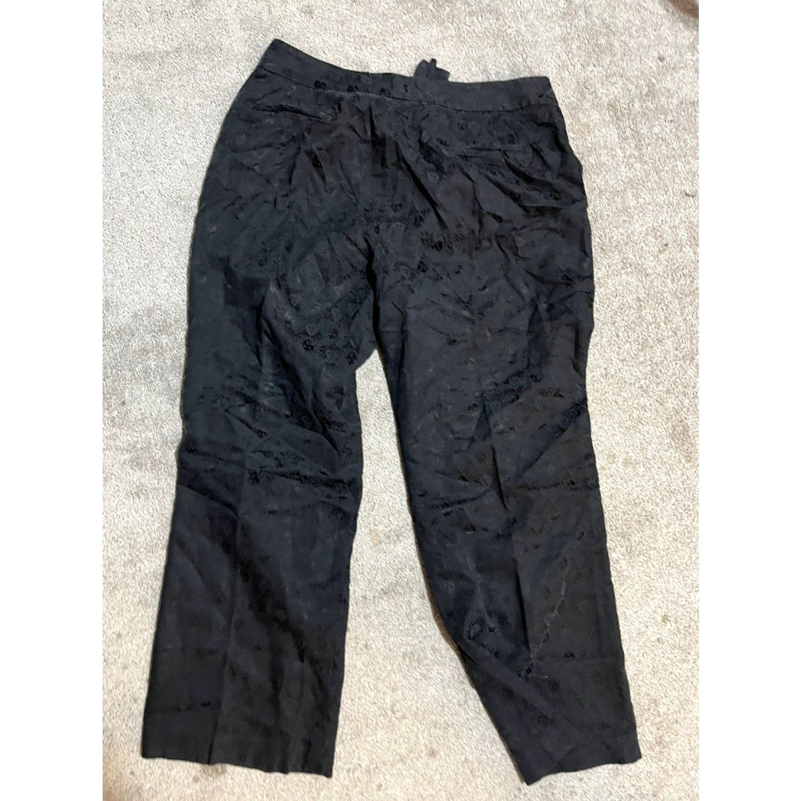 Anne Klein VINTAGE Anne Klein Pants Black Floral Print 12P Petite Size 34" / US 12 / IT 48 - 3 Thumbnail