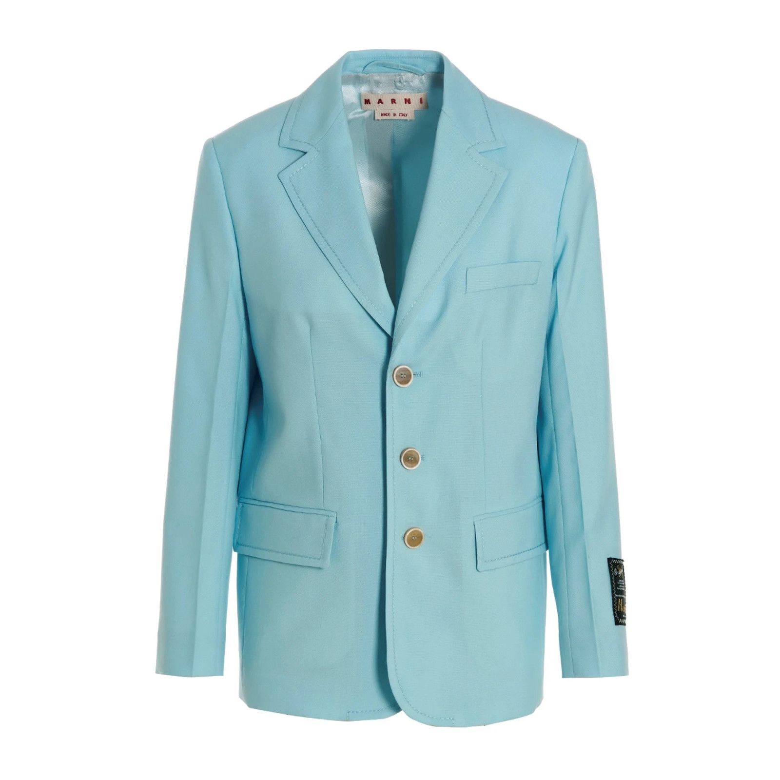 Marni Marni Light Blue Single-Breasted Wool Blazer New & Authentic Size XS / US 0-2 / IT 36-38 - 1 Thumbnail