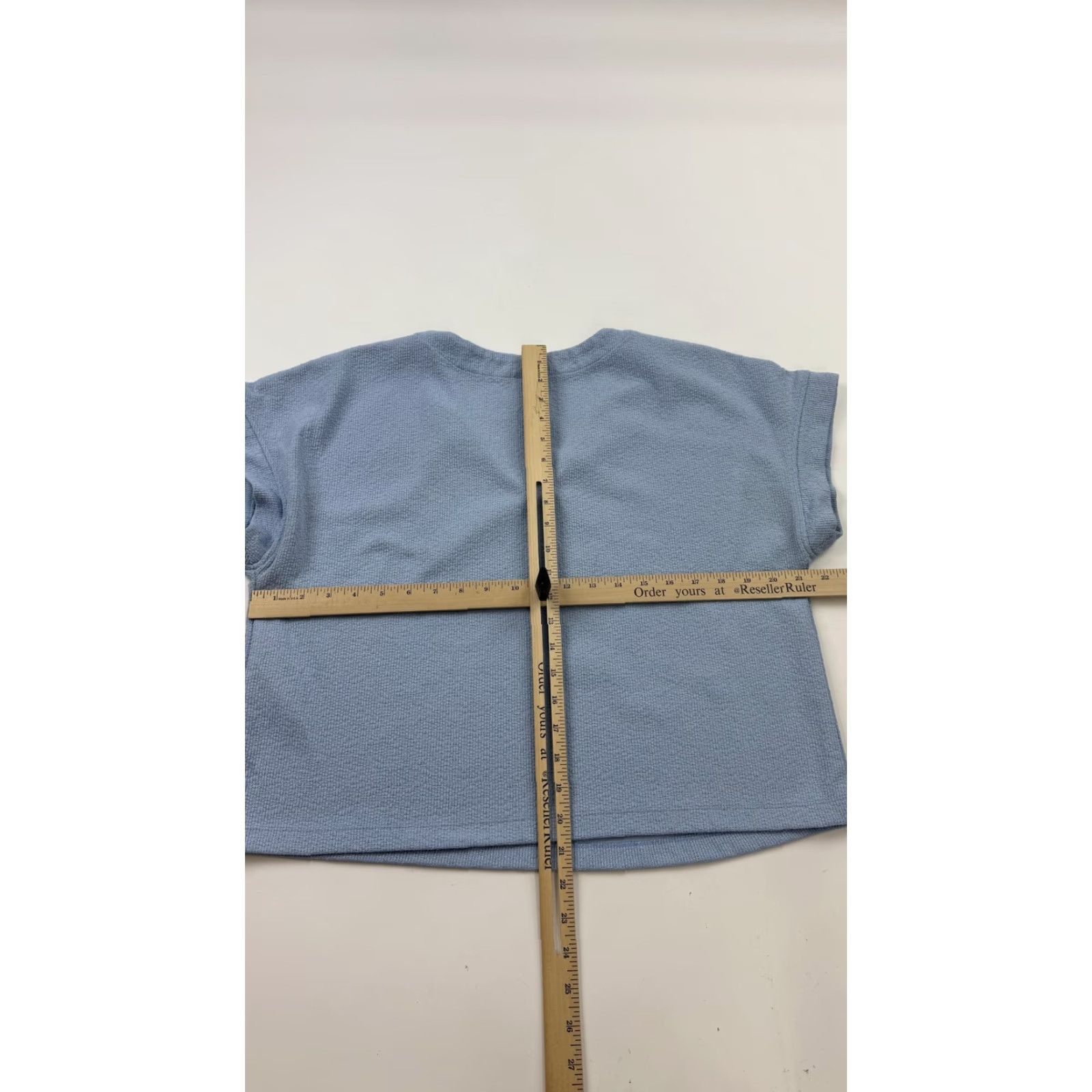 Joie JOIE Shirt Womens Large Blue Waffle Knit V-Neck Short Sleeve Cropped KN6566JL Size L / US 10 / IT 46 - 7 Thumbnail
