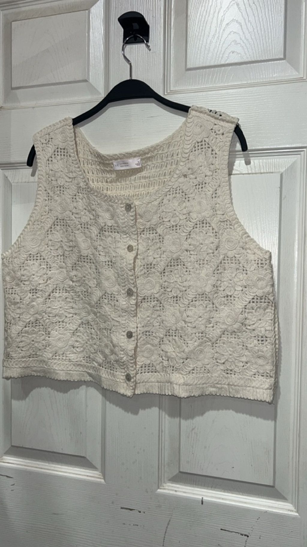 Lauren Conrad Women's Lauren Conrad Cream Crochet Tank Top L Size L / US 10 / IT 46 - 2 Thumbnail