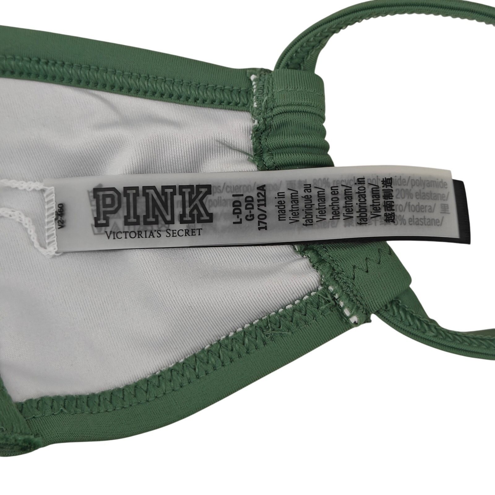 Victoria's Secret Victoria Secret Pink Swim Bikini Top Large Green Solid Wrap Size ONE SIZE - 3 Thumbnail