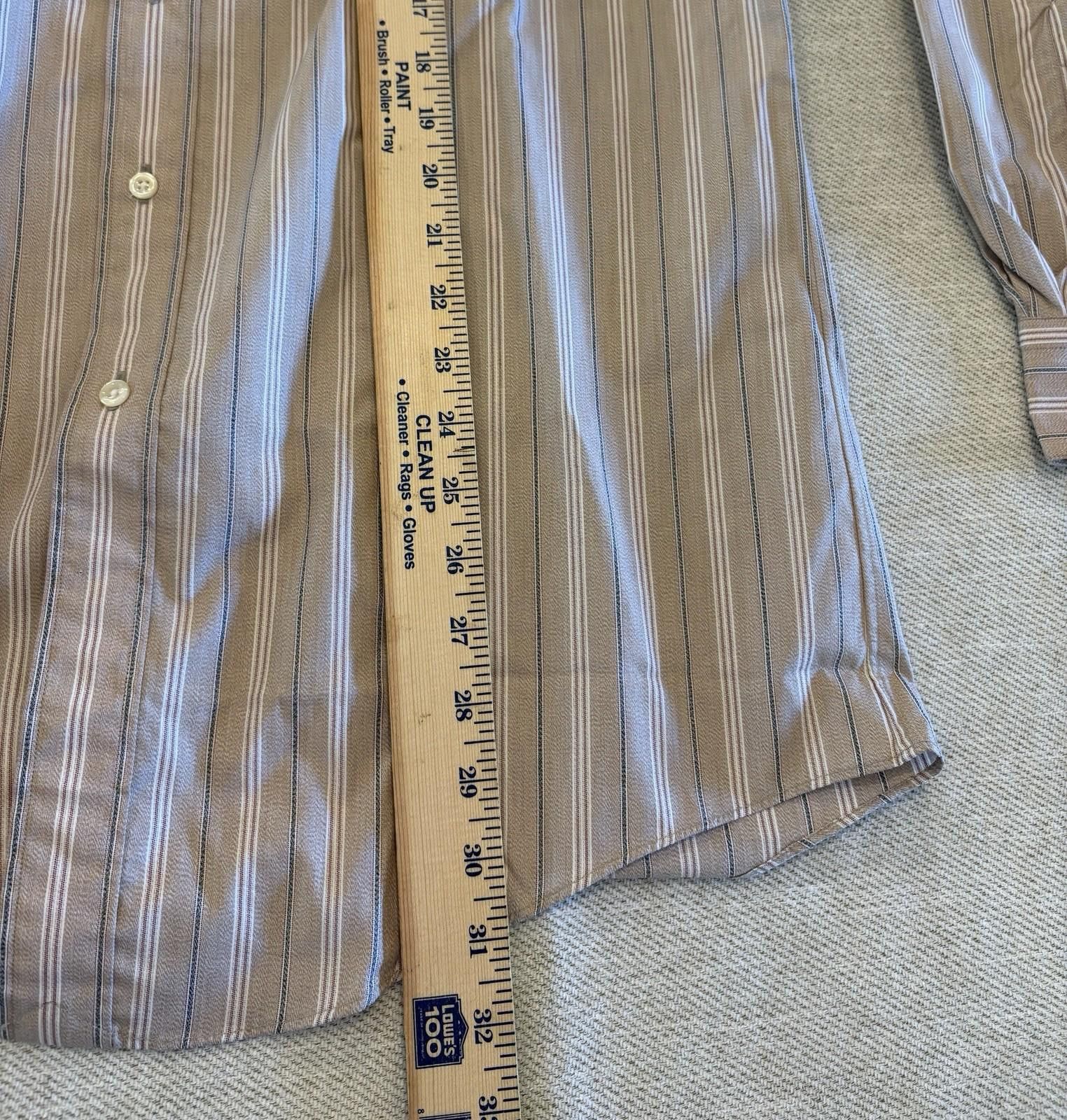 Reed Ferrel Reed Dobbs Cloth Striped Tan Brown Dress Shirt 15-34 Size 38R - 8 Thumbnail