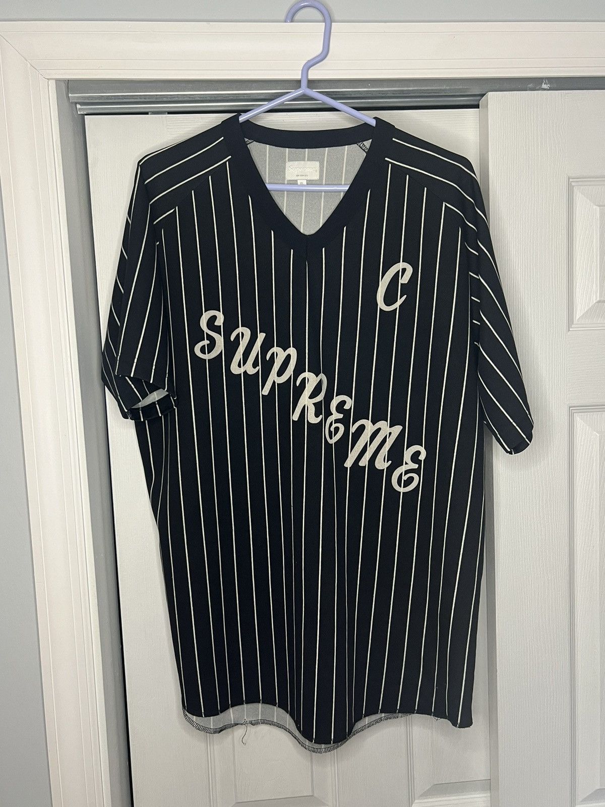 Supreme Supreme AD Jersey Black Pinstripe Size US XL / EU 56 / 4 - 1 Thumbnail