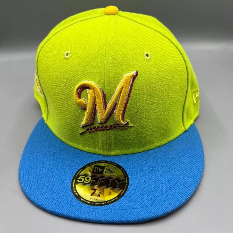 New Era Milwaukee Brewers Hat Men 7 5/8 59Fifty New Era Fitted Cap Size ONE SIZE - 2 Thumbnail
