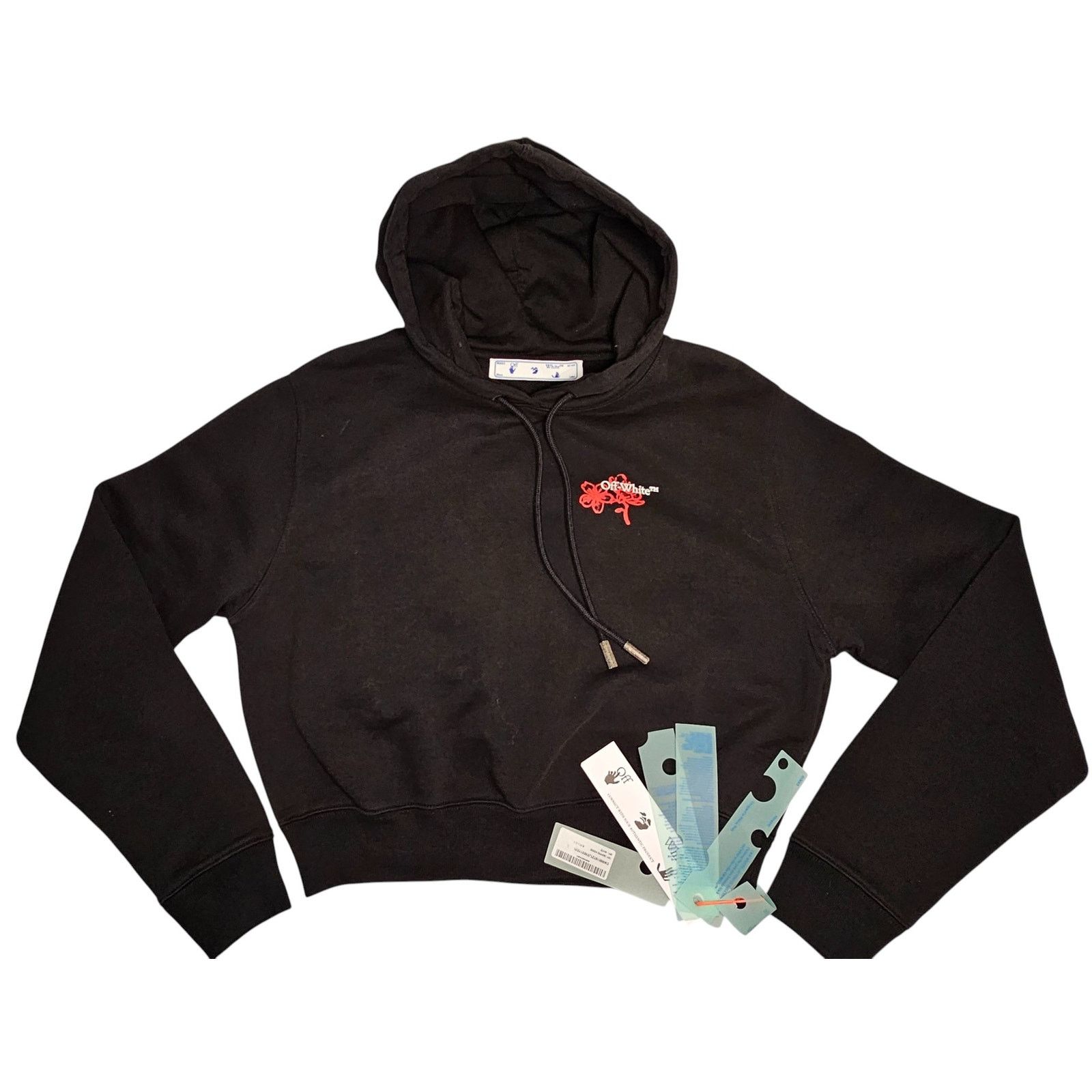 Off-White Off White Black Hoodie with Red Floral Design NWT S Size S / US 4 / IT 40 - 2 Thumbnail