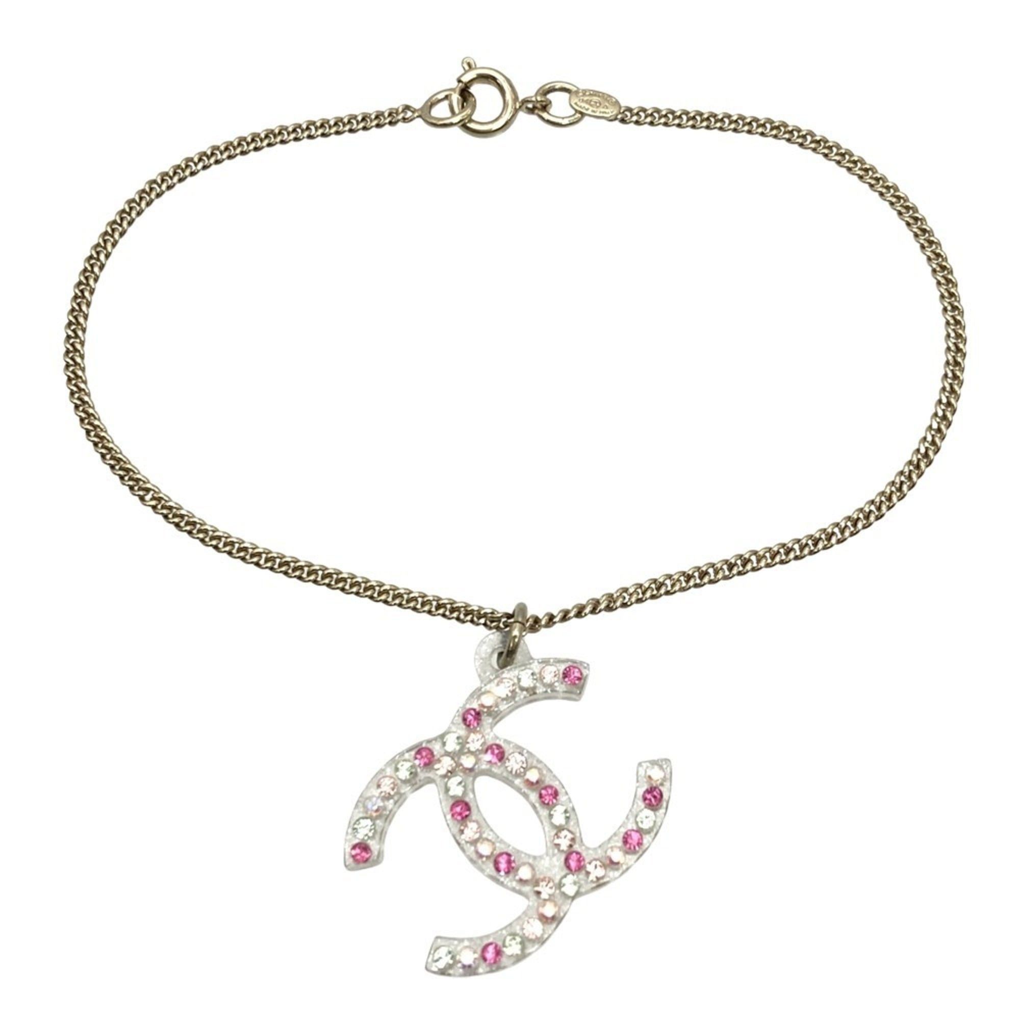 CHANEL Coco Mark Bracelet Metal 04A Multicolor Clear Rhinestones Glitter Women's