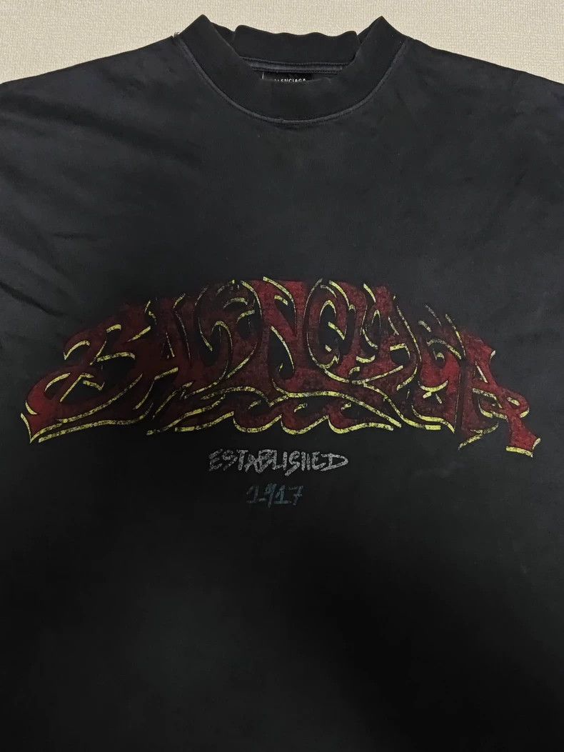 Balenciaga Balenciaga 24ss Disaster Flame Made Old Short Sleeve T-Shir Size US M / EU 48-50 / 2 - 3 Thumbnail