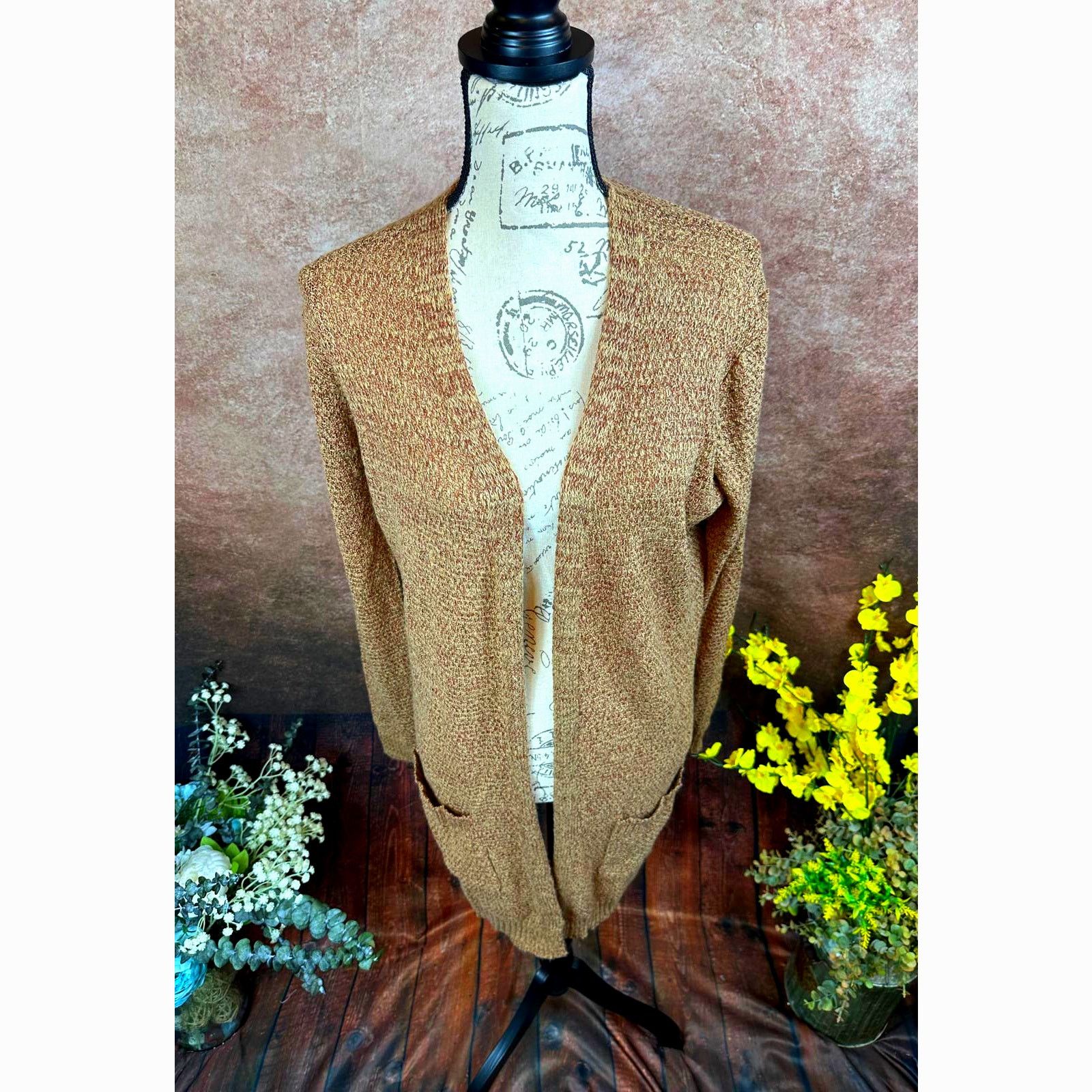Other Love Ellie Speckled Long Open Front Cardigan Multi Brown L Size L / US 10 / IT 46 - 5 Thumbnail