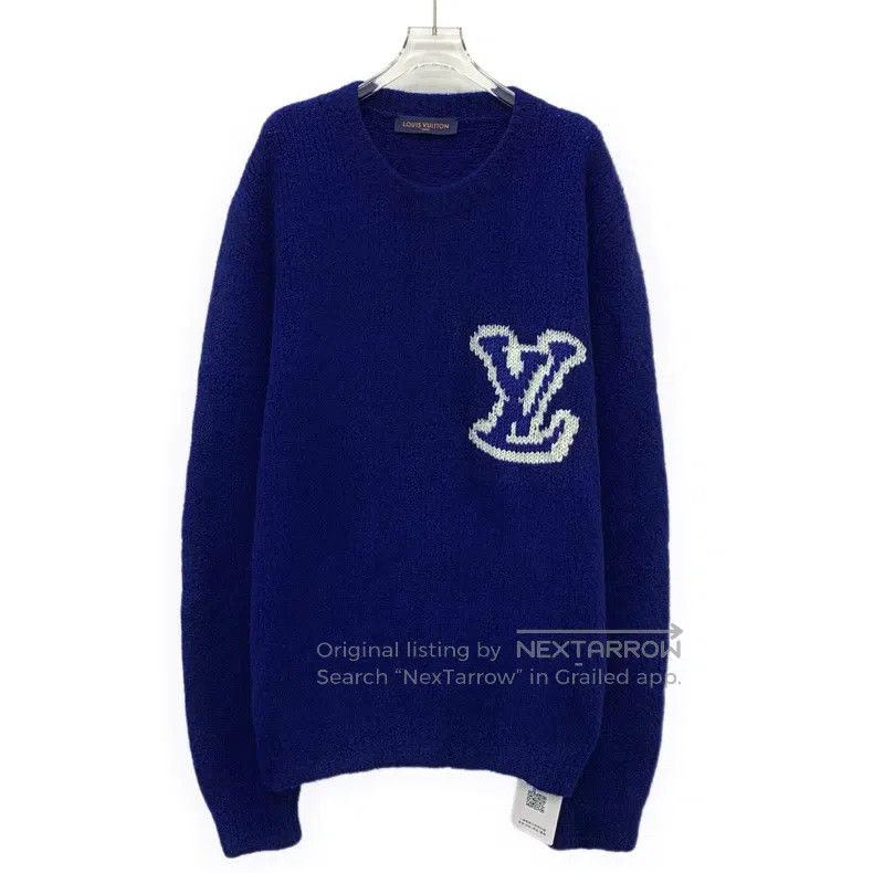 Louis Vuitton Louis Vuitton Dark blue logo intarsia wool crewneck long-s Size US XL / EU 56 / 4 - 1 Thumbnail