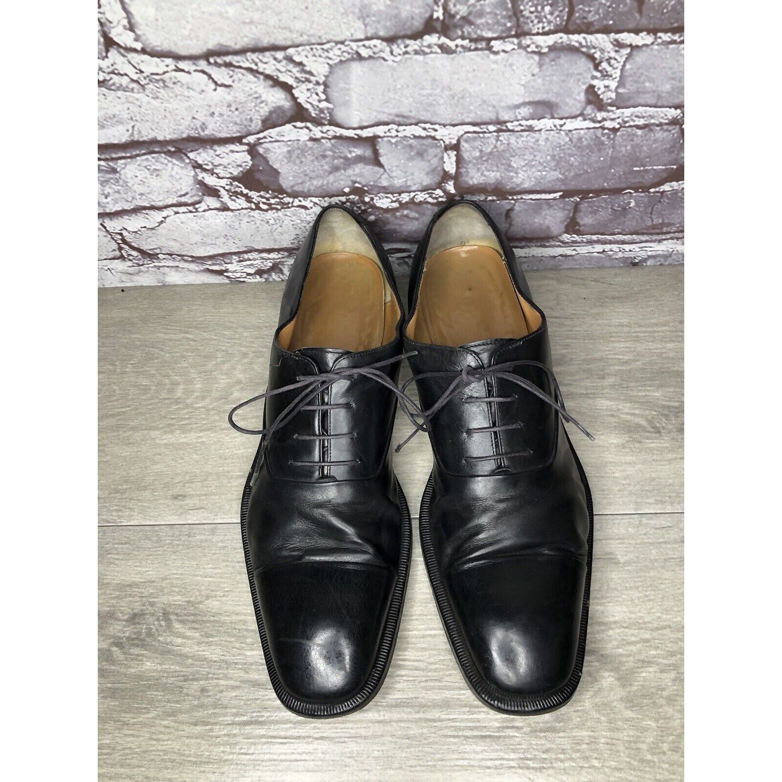 Salvatore Ferragamo Salvatore Ferragamo Black Leather Cap Toe Dress Shoes Oxford Size US 10.5 / EU 43-44 - 2 Thumbnail