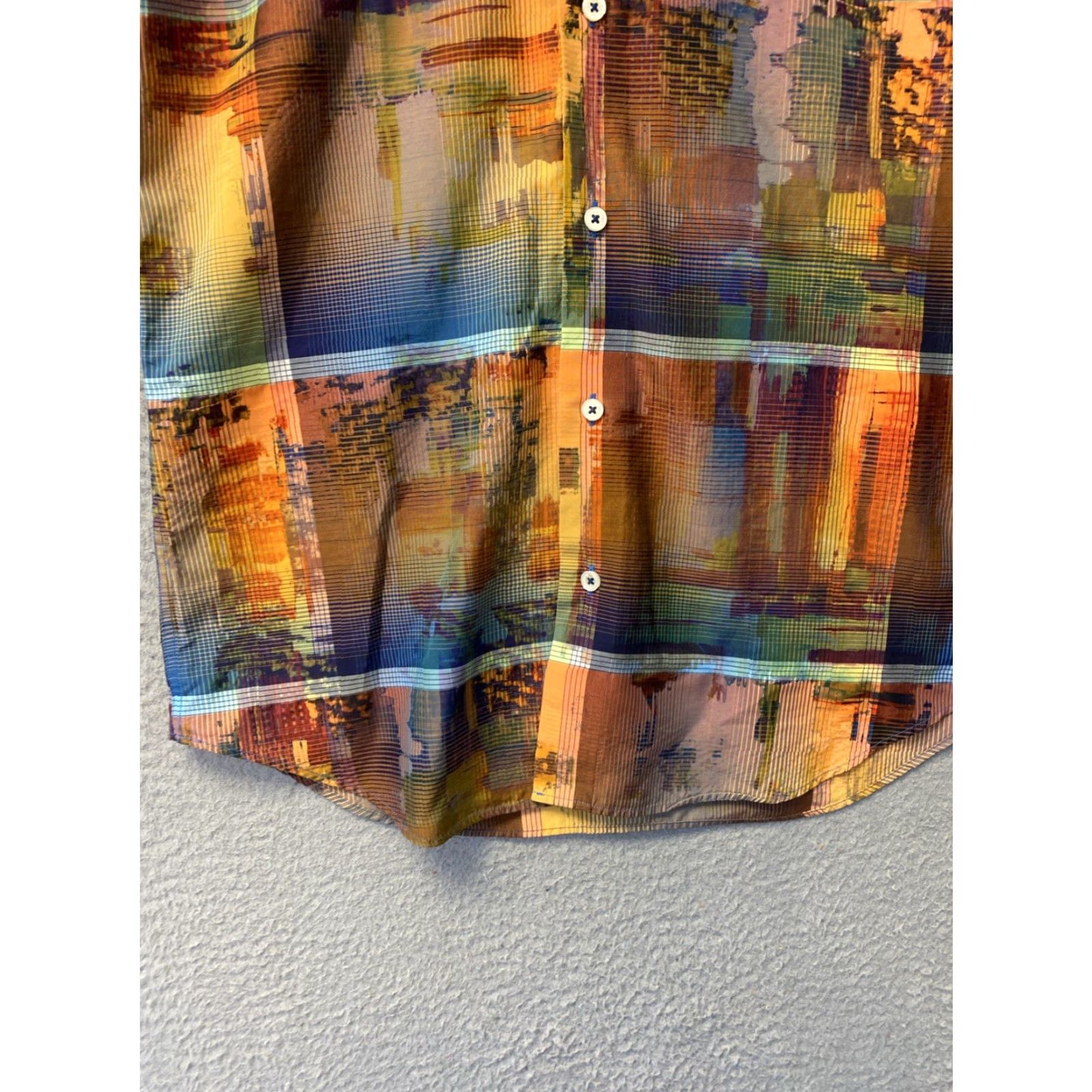 BUGATCHI Bugatchi Mens Long Sleeve Shirt L Shaped Fit Or Slim M Cotton Multicolor Size US L / EU 52-54 / 3 - 3 Thumbnail