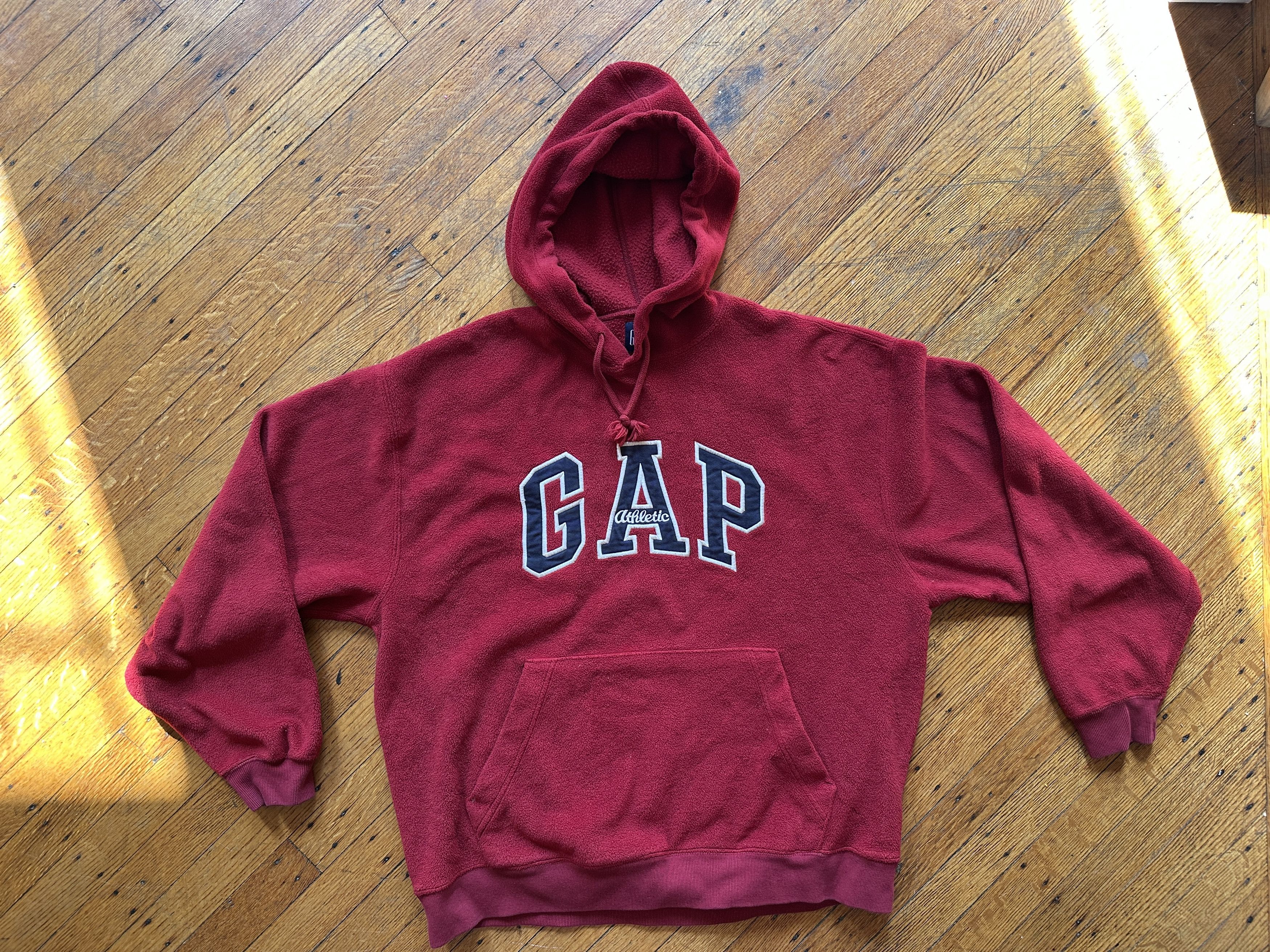 Gap Vintage GAP fleece pullover red hoodie w/arch logo size M Size M / US 6-8 / IT 42-44 - 4 Thumbnail