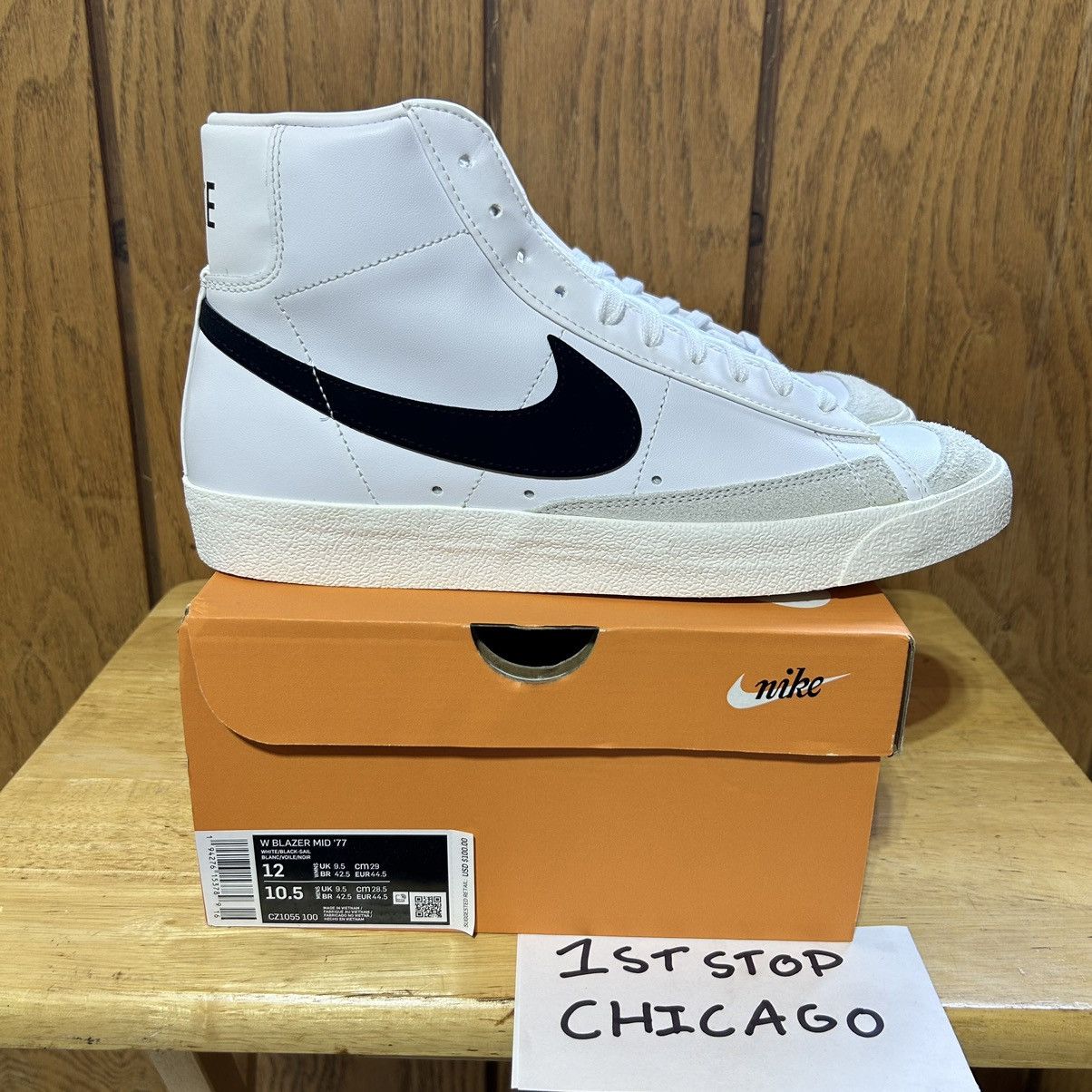 Nike Blazer Mid 77 Shoes Womens Size 12 White CZ1055-100 NEW