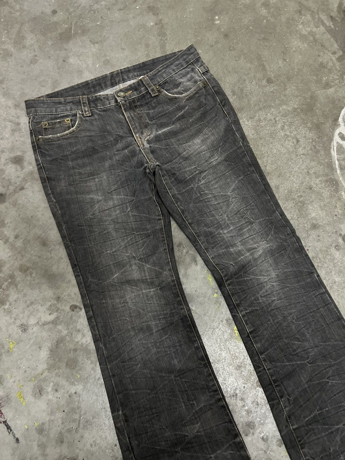 Japanese Brand × Vintage FLARED🔥UNKNOWN DISTRESSED DENIM PANT Size US 33 - 6 Thumbnail