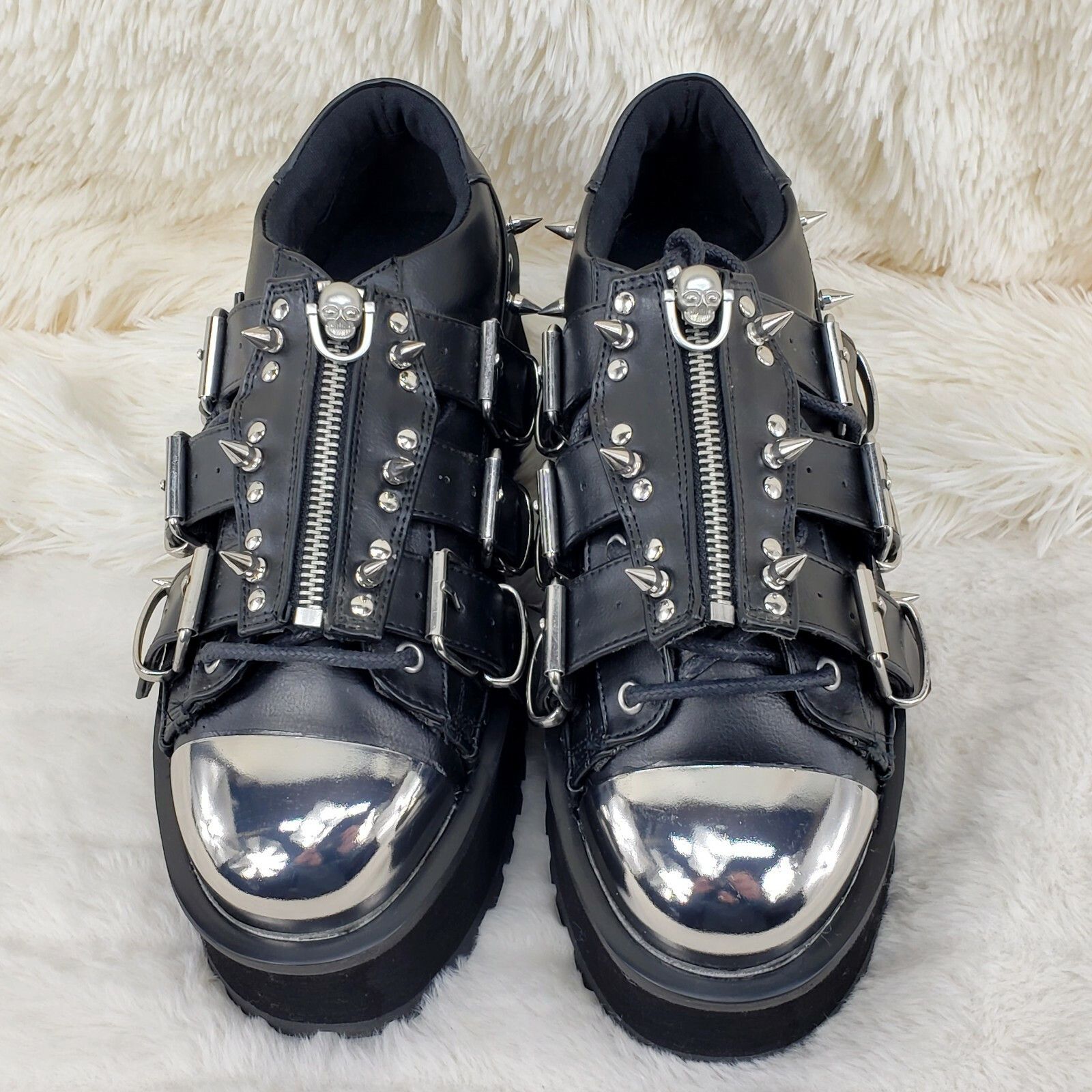 Other DEMONIA Gravedigger 03 Black Chrome Toe Plate Spiked Shoe Me Size US 13 / EU 46 - 3 Thumbnail