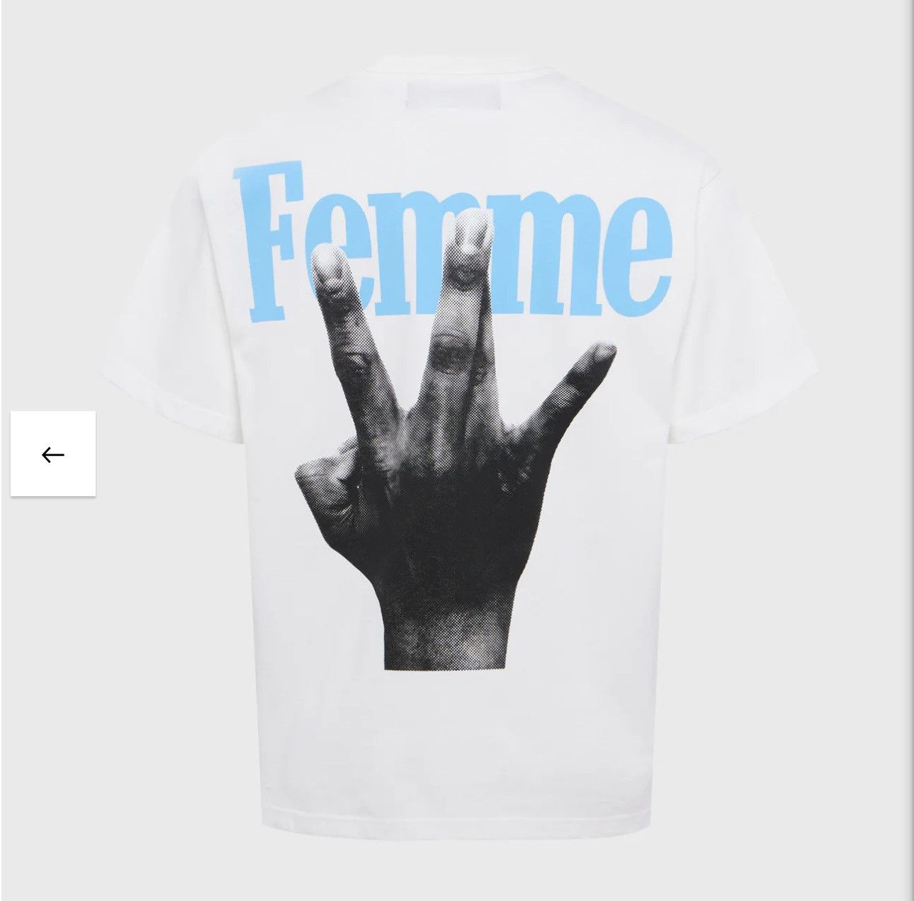 Homme + Femme La Twisted Fingers Tee White with Baby Blue Size US L / EU 52-54 / 3 - 2 Thumbnail