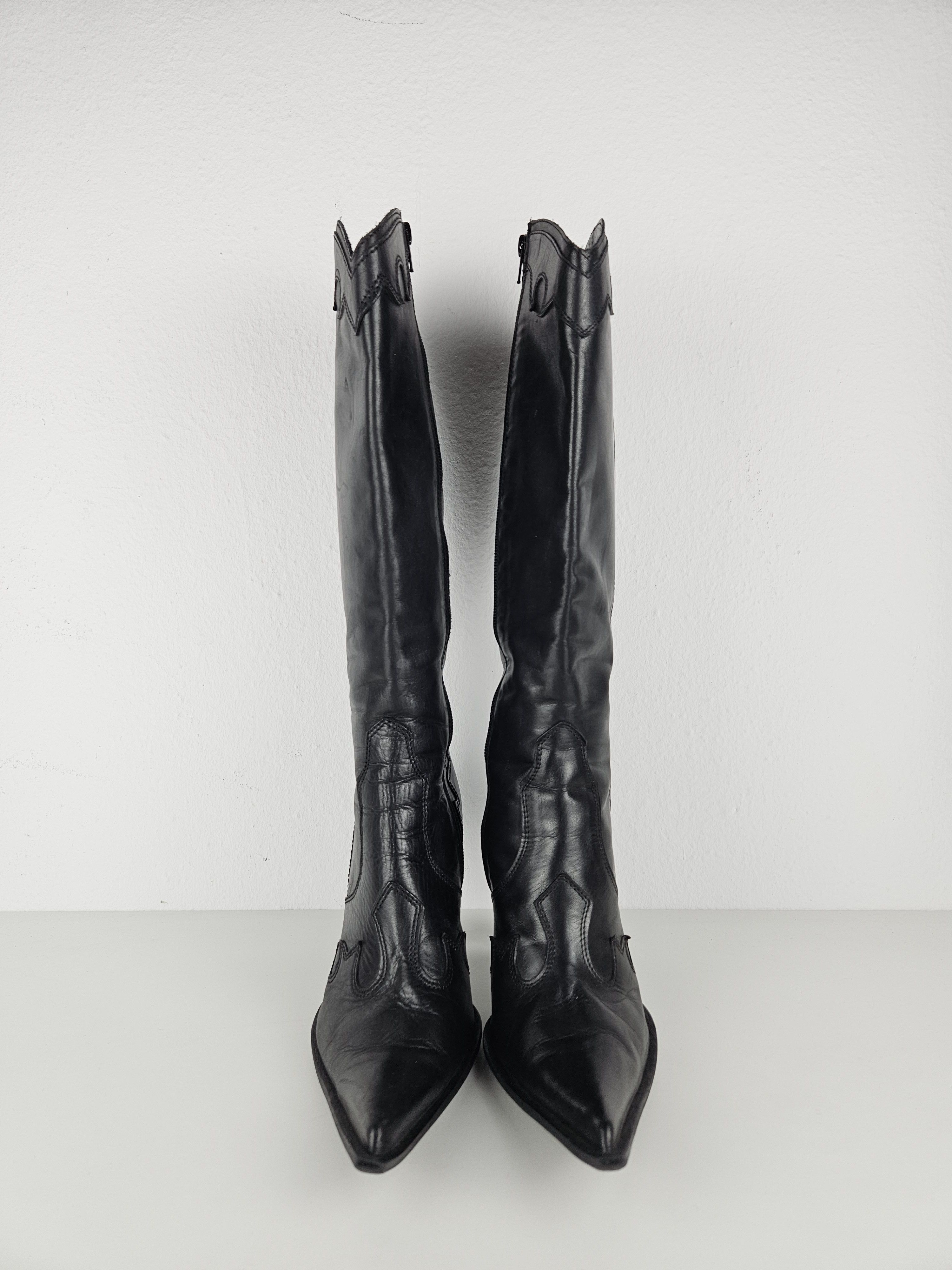 Vintage Vintage leather high heel pointed toe cowboy boots Size US 10 / IT 40 - 3 Thumbnail