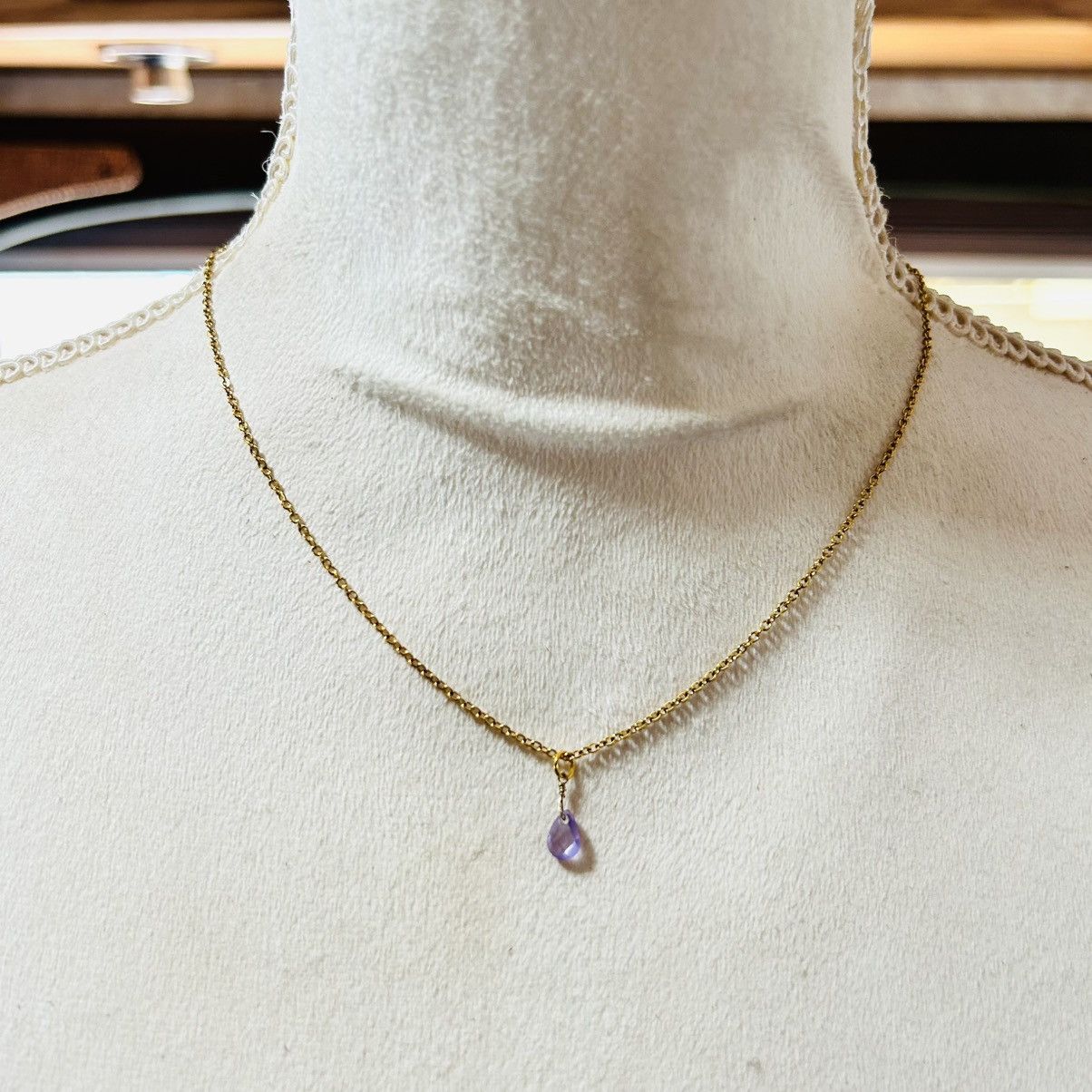 Handmade Handcrafted minimalist genuine faceted amethyst teardrop set Size ONE SIZE - 3 Thumbnail