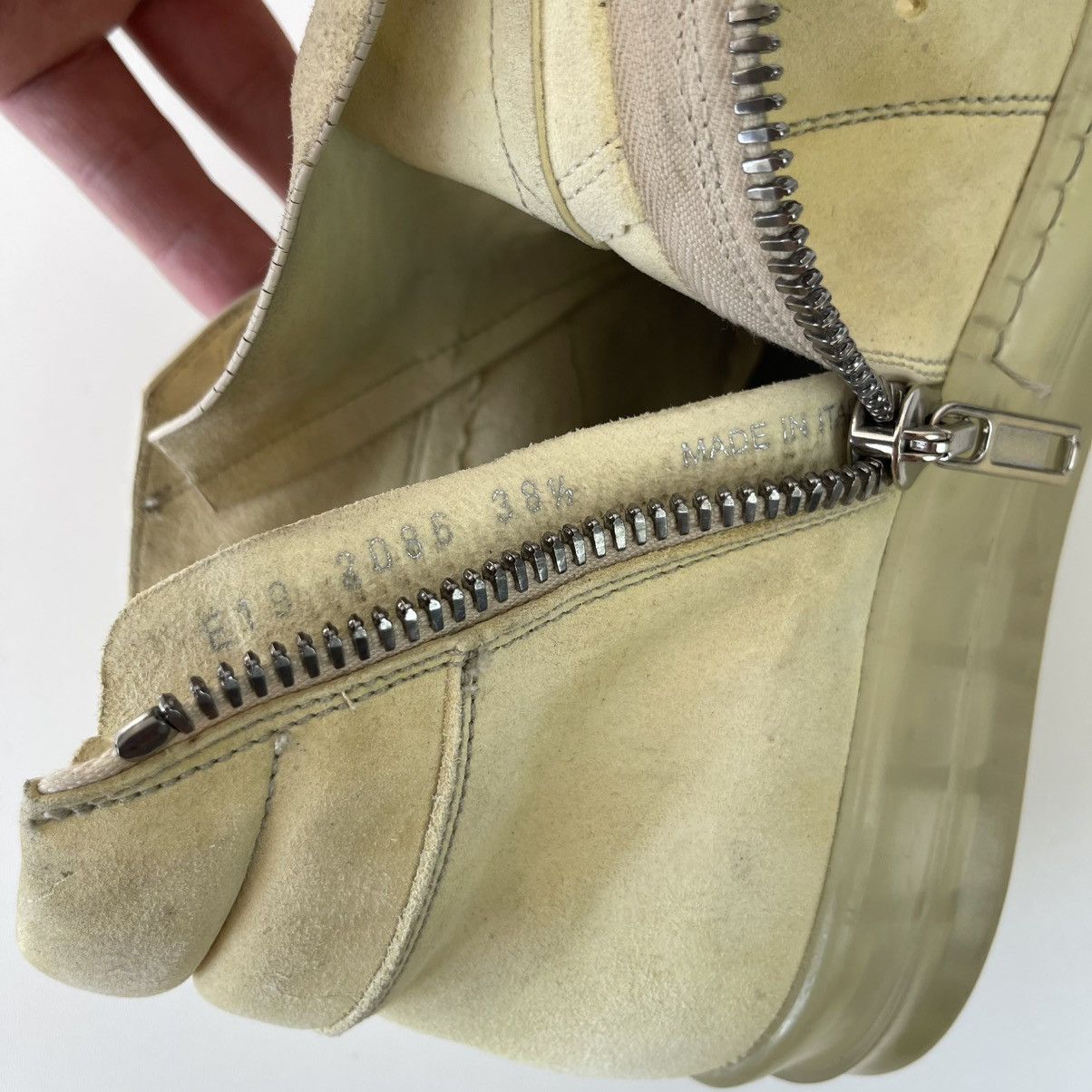 Rick Owens Rick Owens Island Dunk Distressed Hi-Top Zip Sneakers Milk Size US 6 / EU 39 - 12 Thumbnail