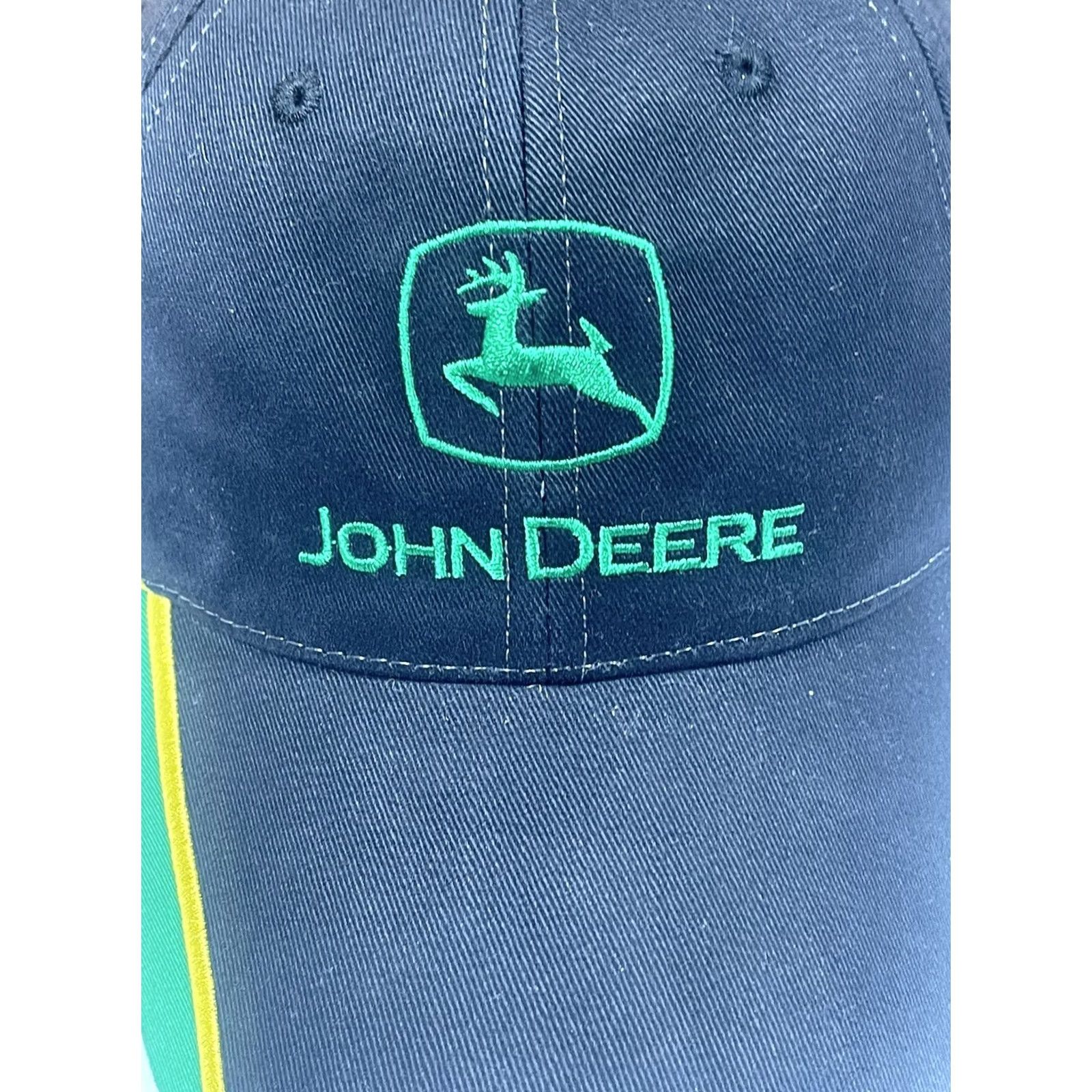 John Deere John Deere Black Green StrapBack Hat Cap One Size Fits Most Cotton Adjustable Men Size ONE SIZE - 3 Thumbnail