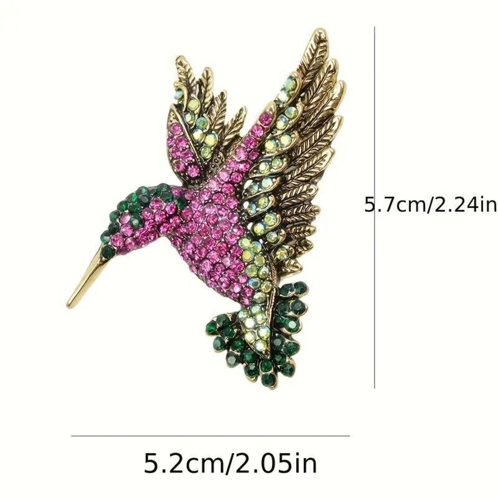 Other Gorgeous Hummingbird Brooch • Aurora Borealis Rhinestones Size ONE SIZE - 4 Thumbnail
